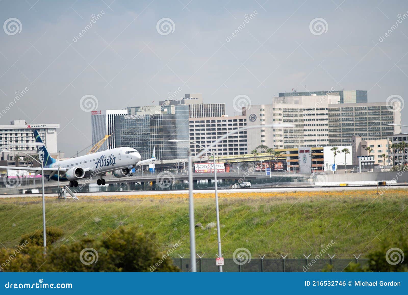 Alaska Airlines Plane at Los Angeles International Airport Editorial