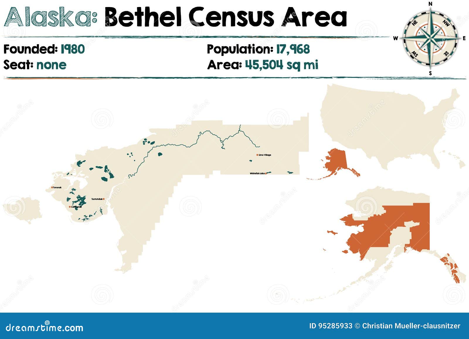 Alaska Bethel Census Area stock vector. Illustration of information