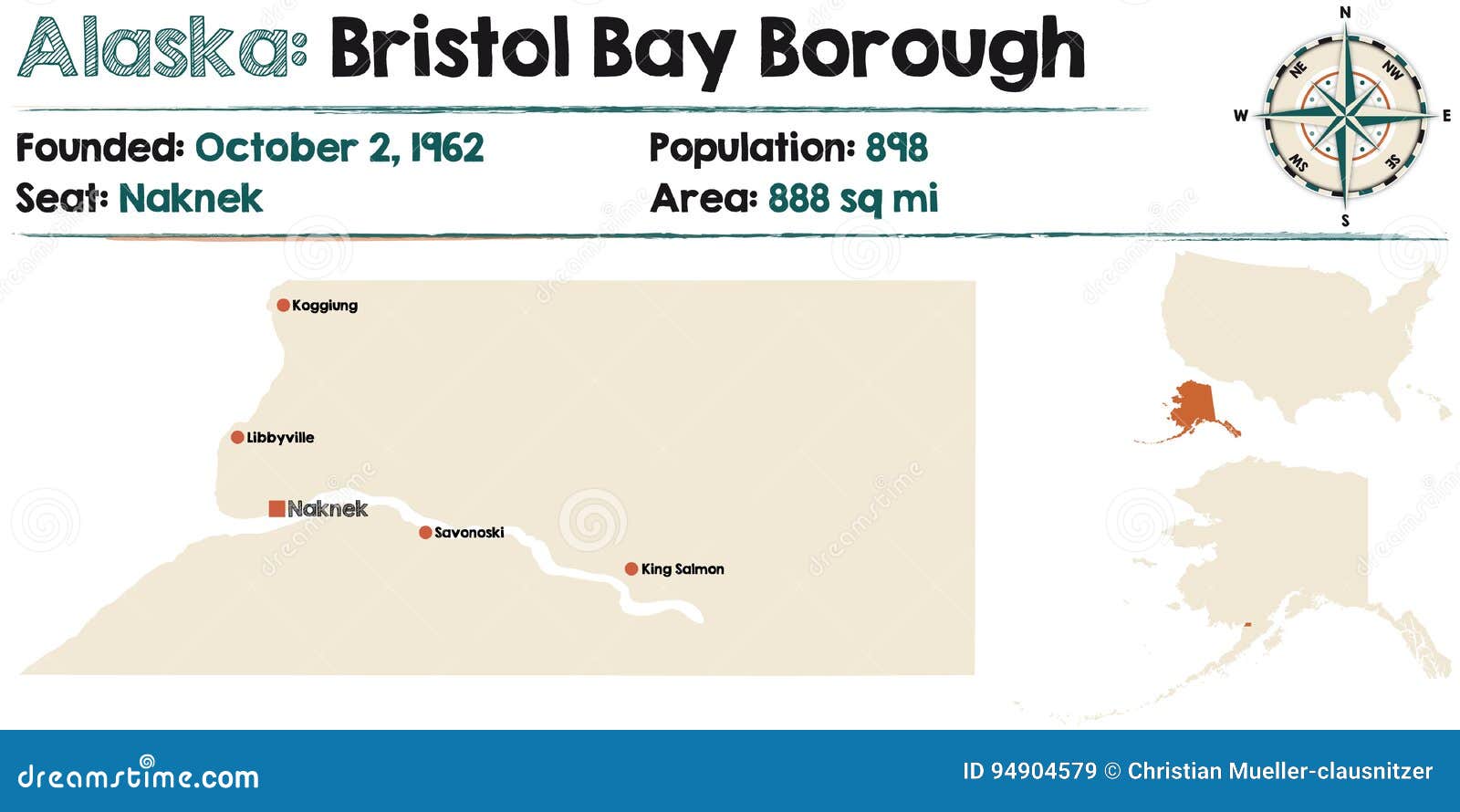 Alaska Bristol Bay Borough Stock Vector Illustration of rivers