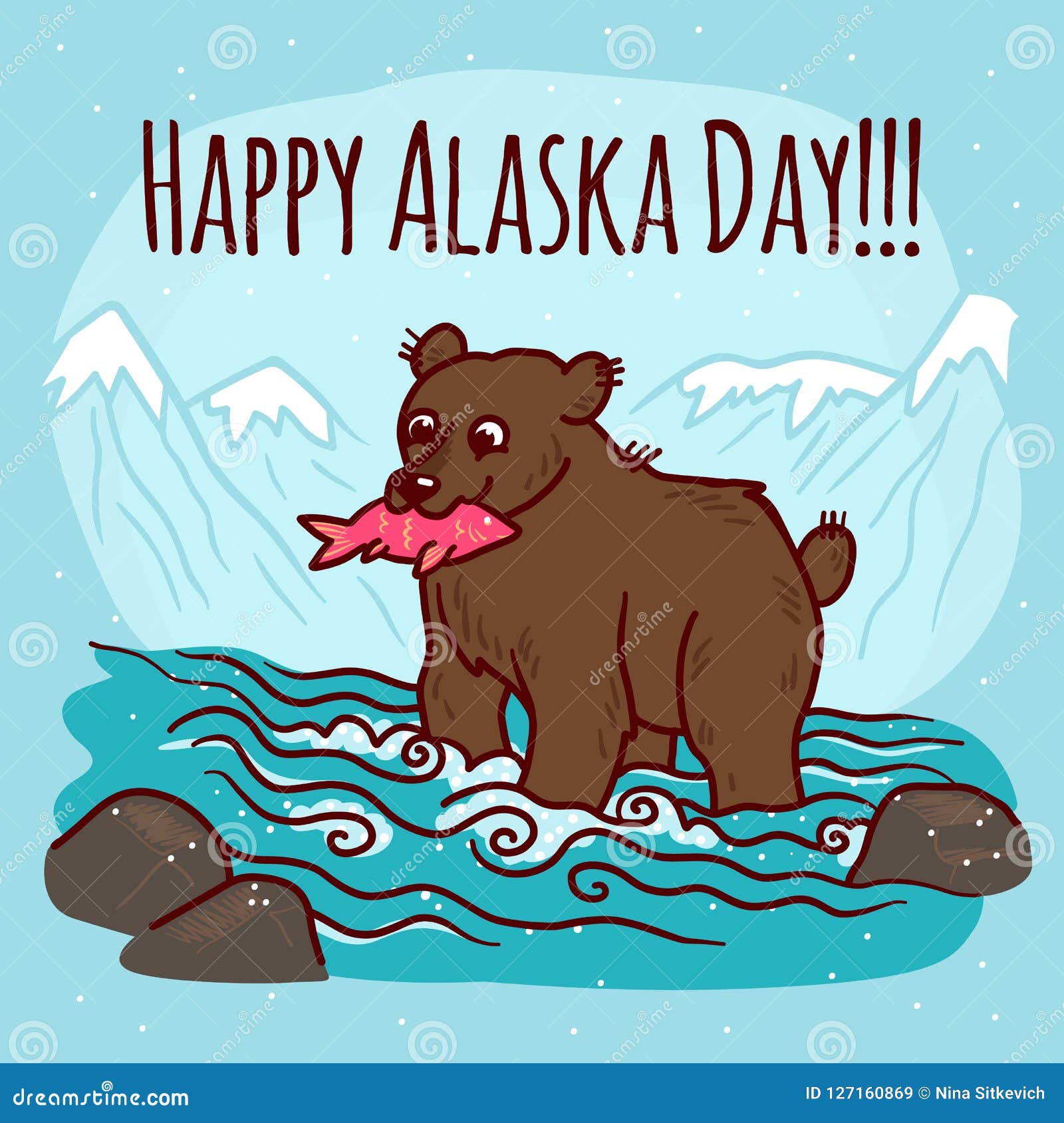 Alaska Day Concept Background, Hand Drawn Style Stock Vector
