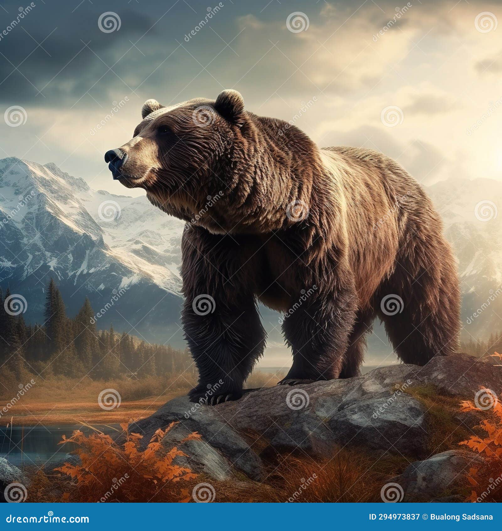 alaska funny brown grizzly bear  made with generative ai 