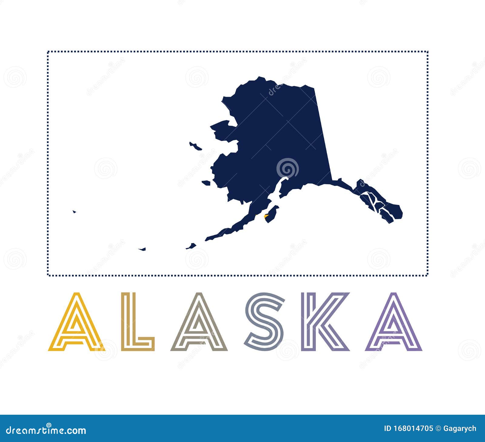 Alaska Logo Map Of Alaska With Us State Name And Stock Vector