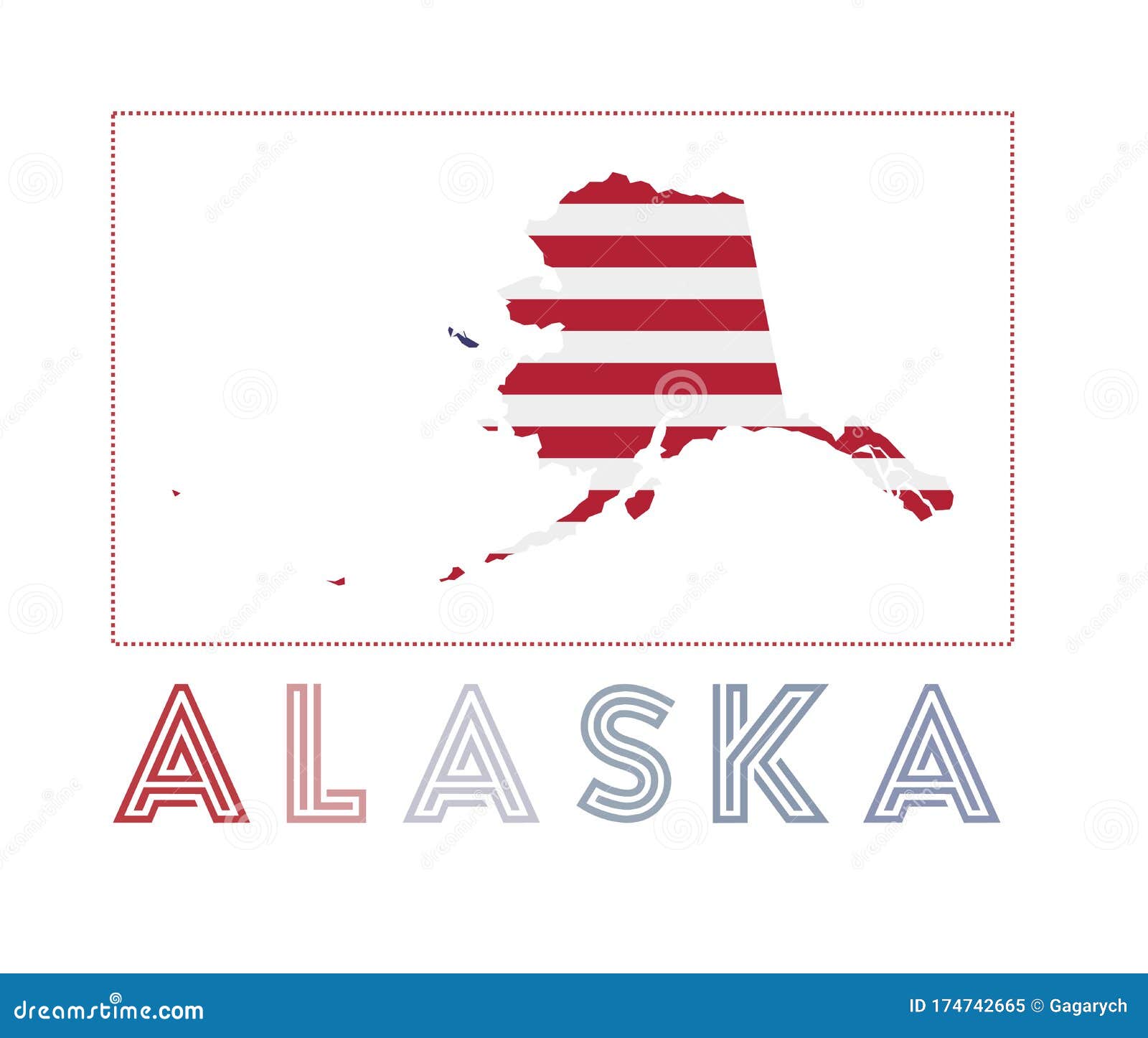 Alaska Logo Map Of Alaska With Us State Name And Stock Vector