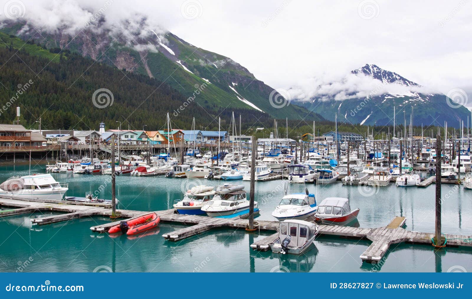 Alaska Seward Small Boat Harbor, Mountains Editorial Photography