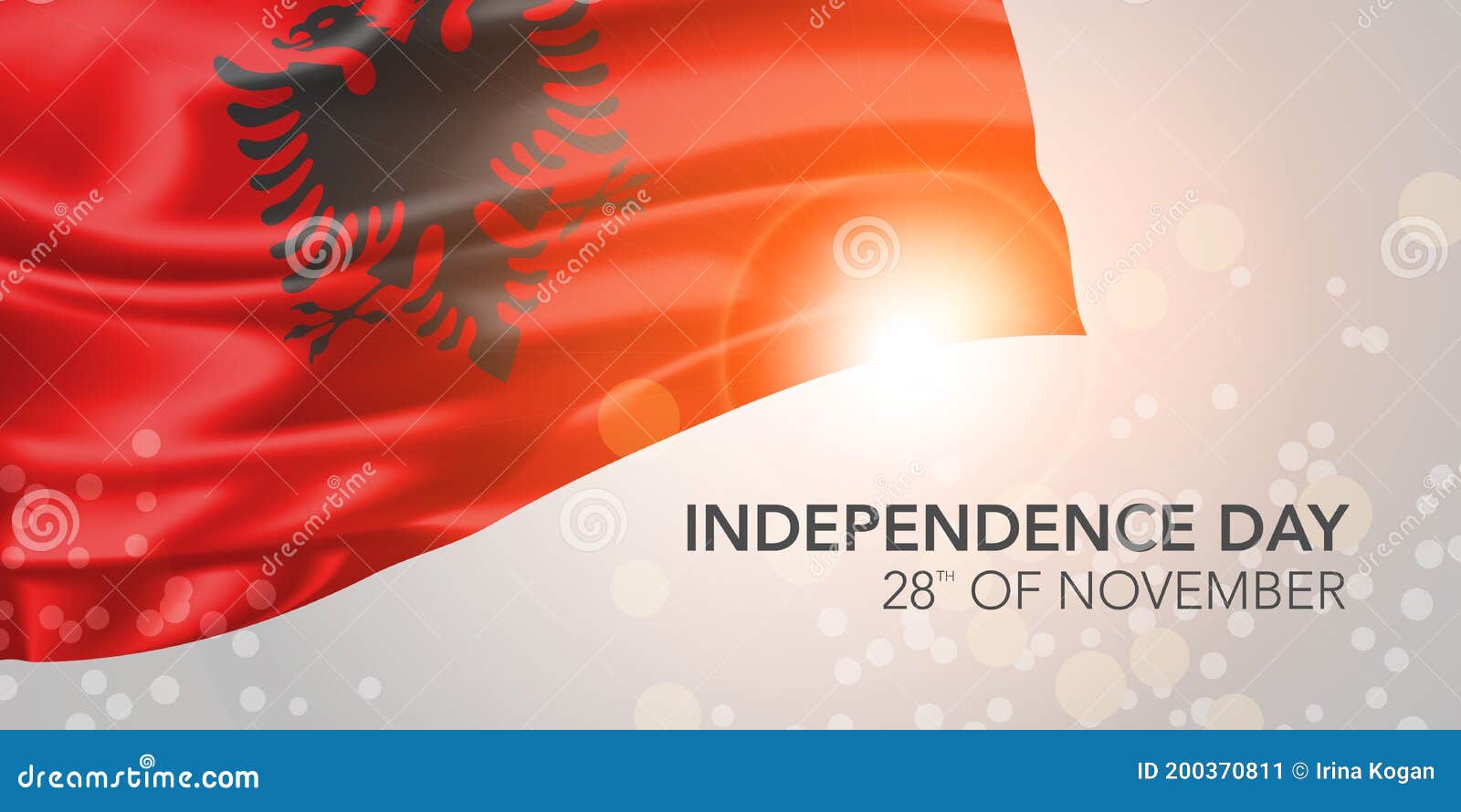 Albania Happy Independence Day Vector Banner, Greeting Card Stock