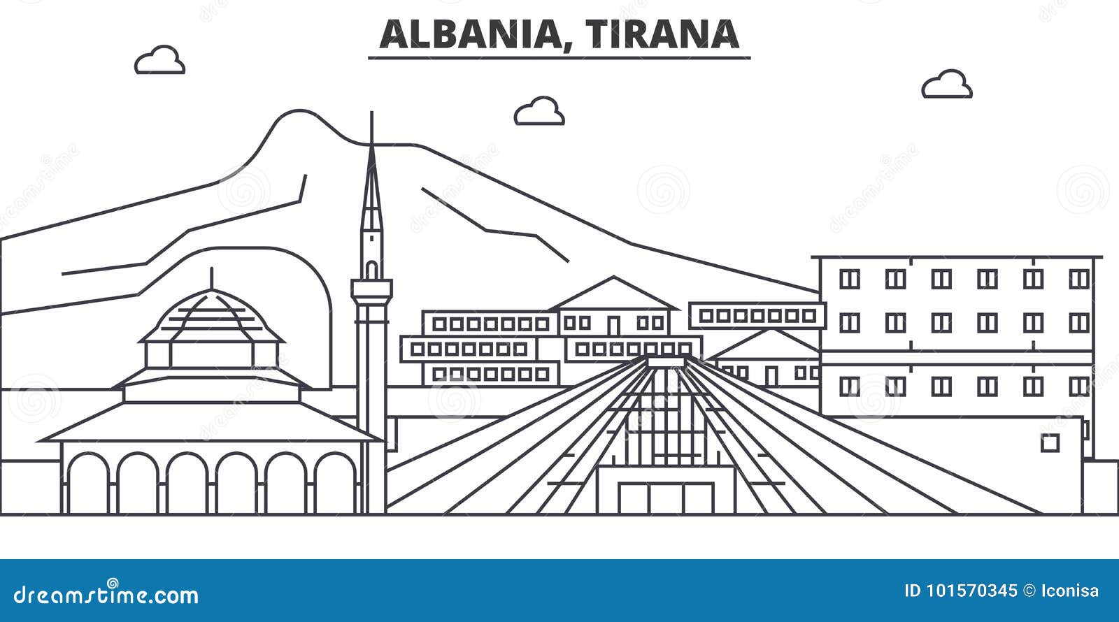 Albania, Tirana Architecture Line Skyline Illustration. Linear Vector ...