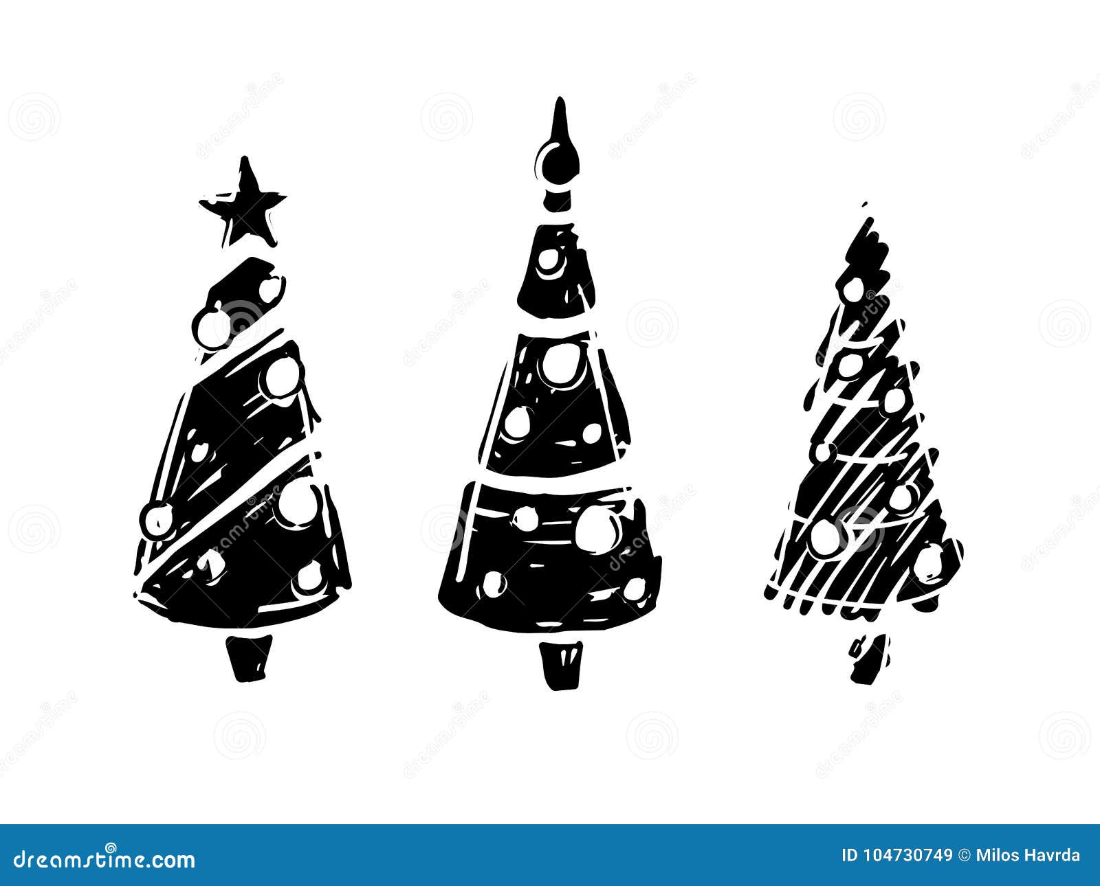 Immagini Natalizie In Bianco E Nero.Alberi Di Natale In Bianco E Nero Illustrazione Vettoriale Illustrazione Di Inchiostro Attraente 104730749