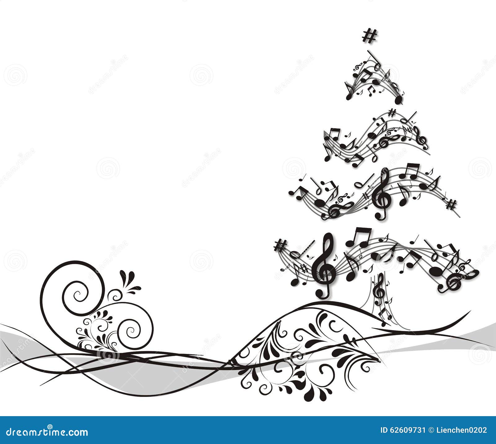 Sfondi Natalizi Con Musica.Albero Di Natale Con Le Note Illustrazione Di Stock Illustrazione Di Programma Isolato 62609731