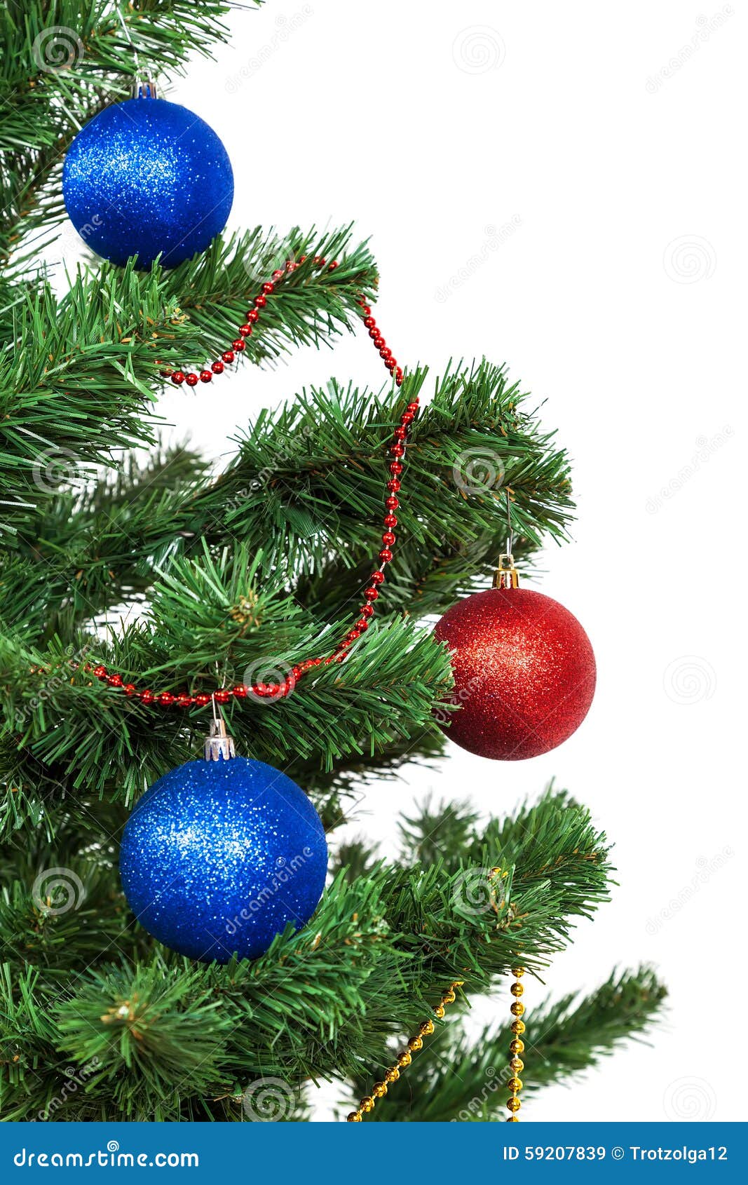 Albero Di Natale Rosso E Blu.Albero Di Natale Decorato Con Le Palle Blu E Rosse Immagine Stock Immagine Di Festive Colore 59207839