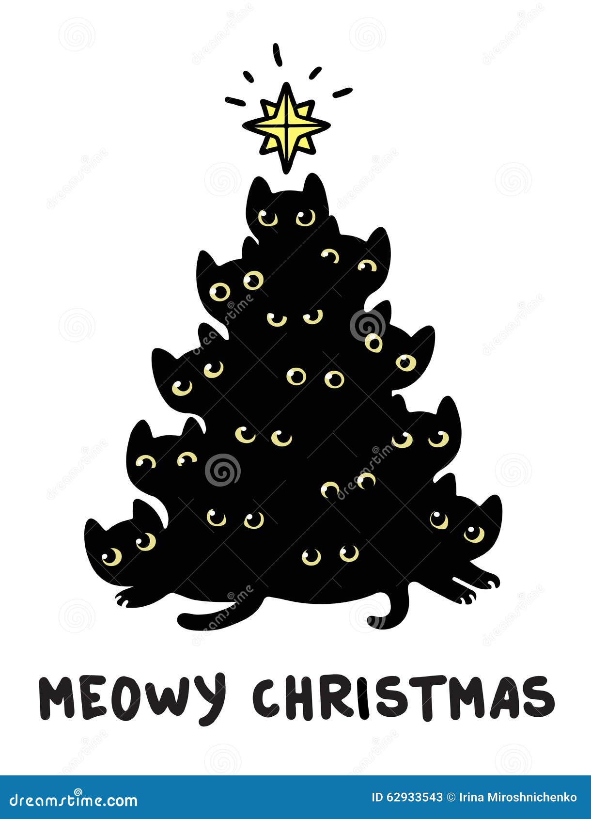 Albero Di Natale Dei Gatti Illustrazione Vettoriale Illustrazione Di Divertente