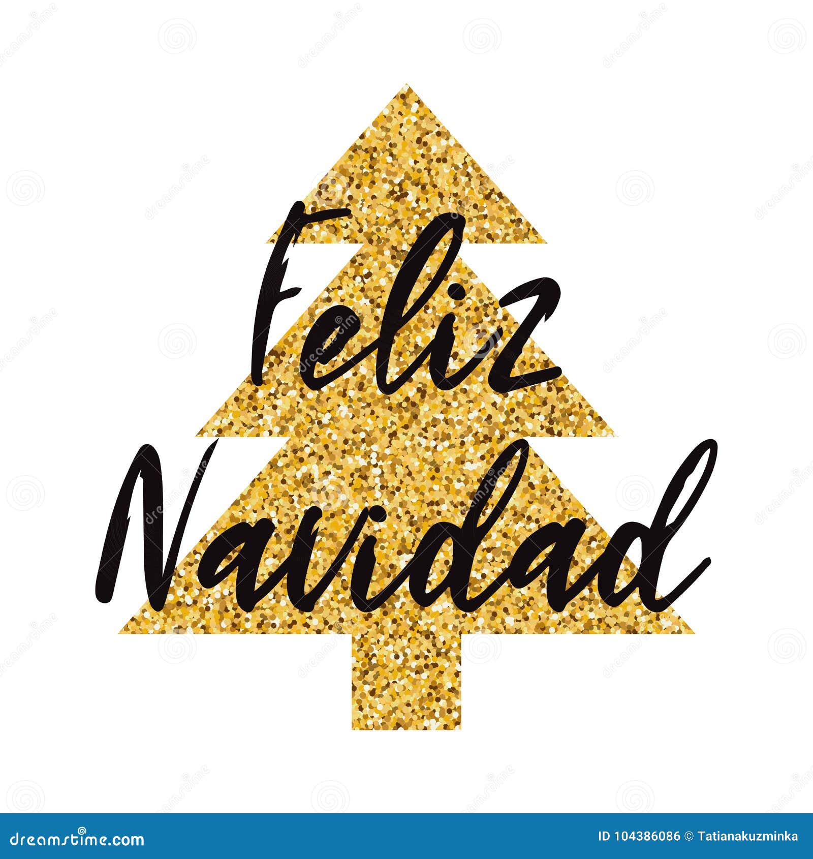 Buon Natale In Latino.Albero Di Natale Dorato Decorato Logo Della Scintilla Di Buon Natale Insegna Carta Congratulazione Logo Iscrizione Nello Spagn Illustrazione Vettoriale Illustrazione Di Allegro Scheda 104386086