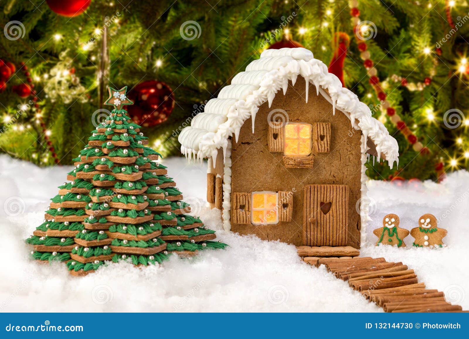 Collare LED Per Albero Di Natale A Forma Casa Di Pan Di Zenzero - Base Decorativa Con Luci - Foto 3