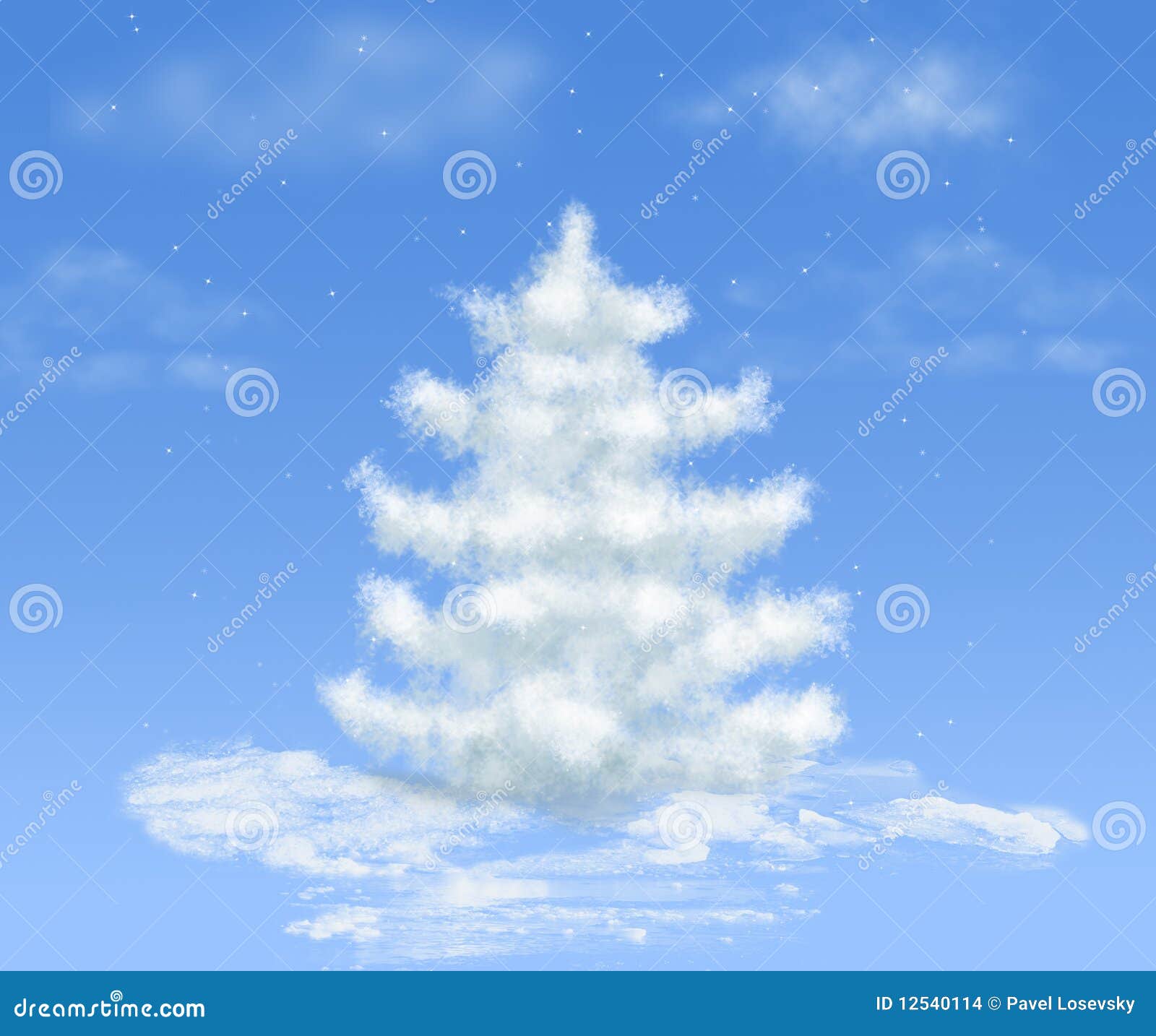 Albero Di Natale Sogno.Albero Di Sogno Della Nube Della Neve Di Natale Sull Azzurro Illustrazione Di Stock Illustrazione Di Gelo Collage 12540114