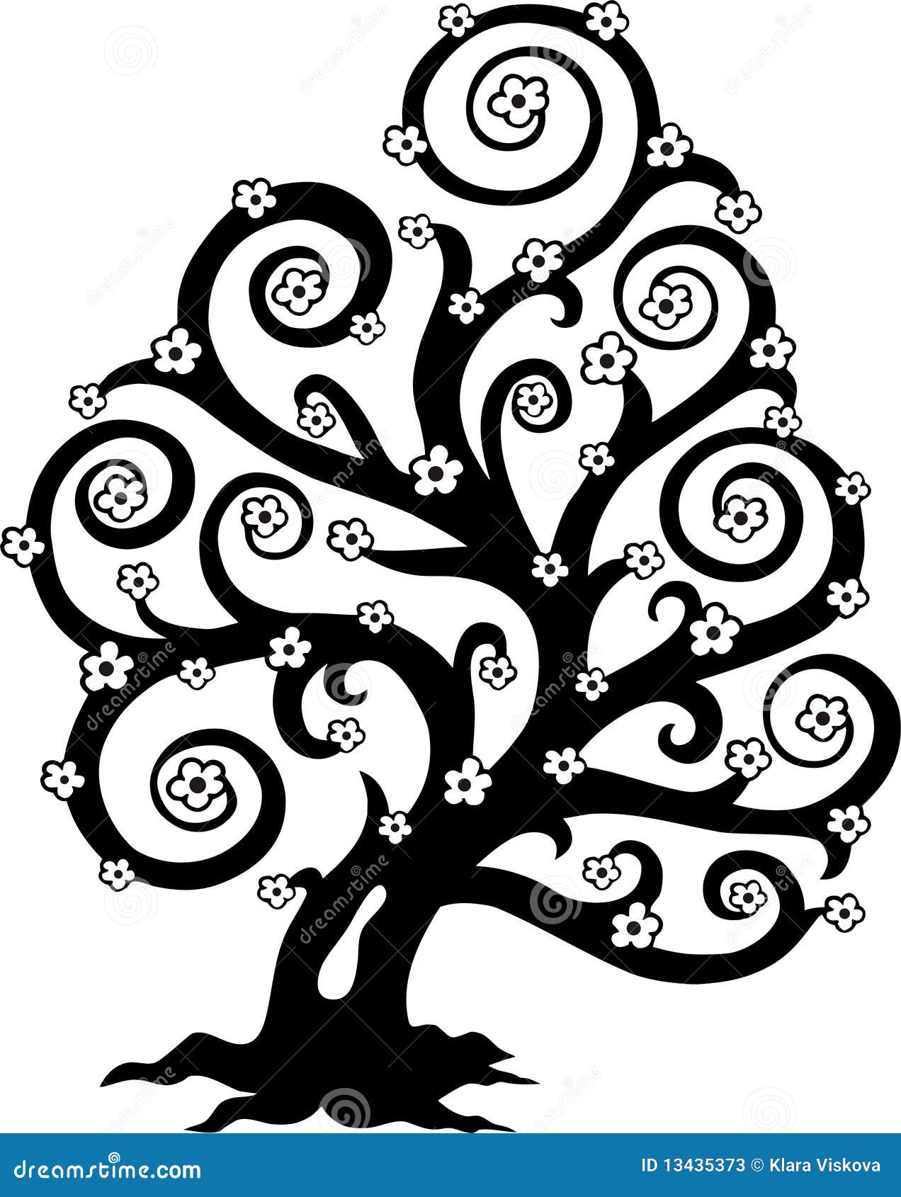 Albero stilizzato nella siluetta della fioritura Libera da Diritti
