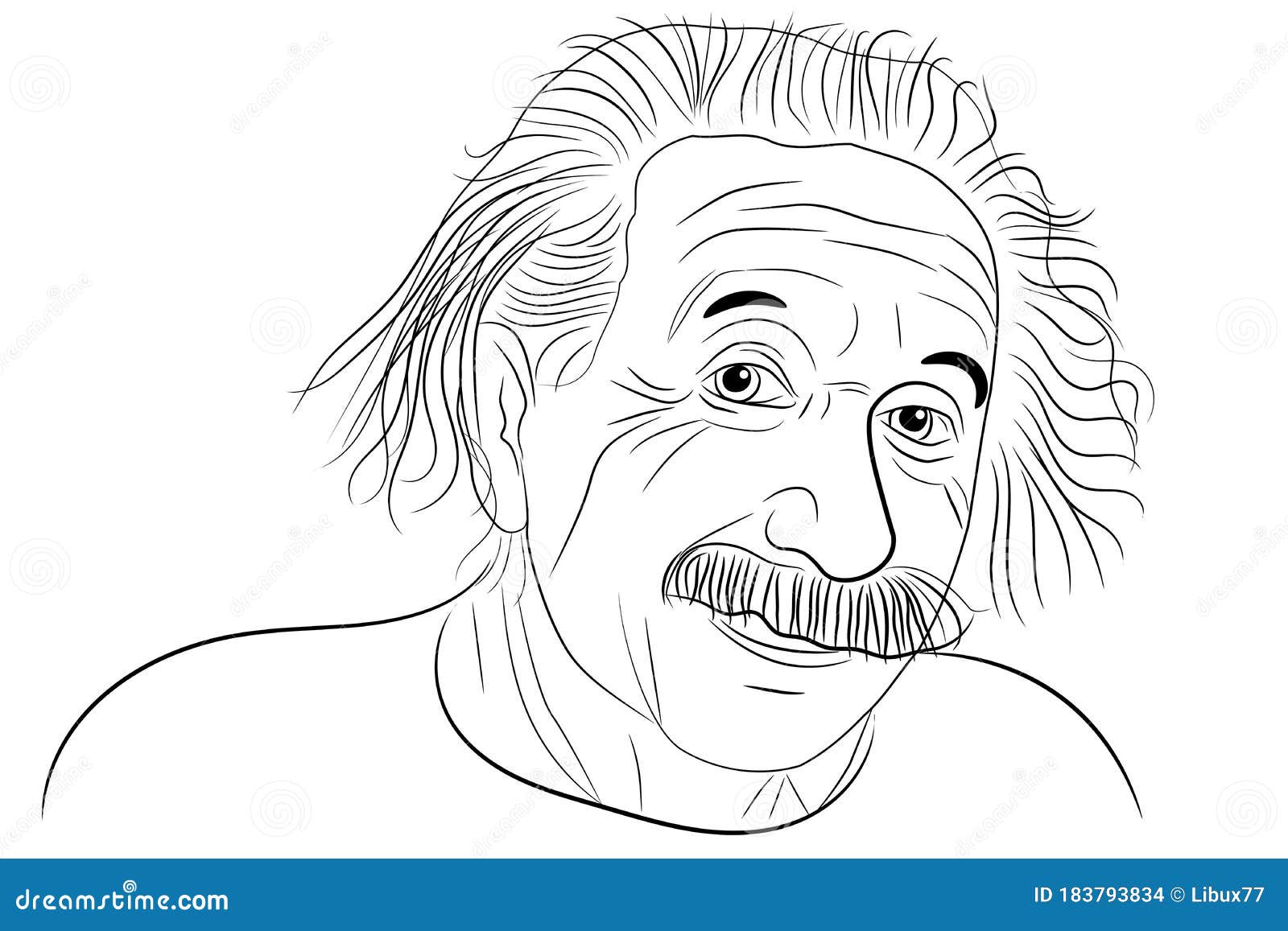 Albert Einstein Portrait Line Art Vector Illustration Template Eps 10