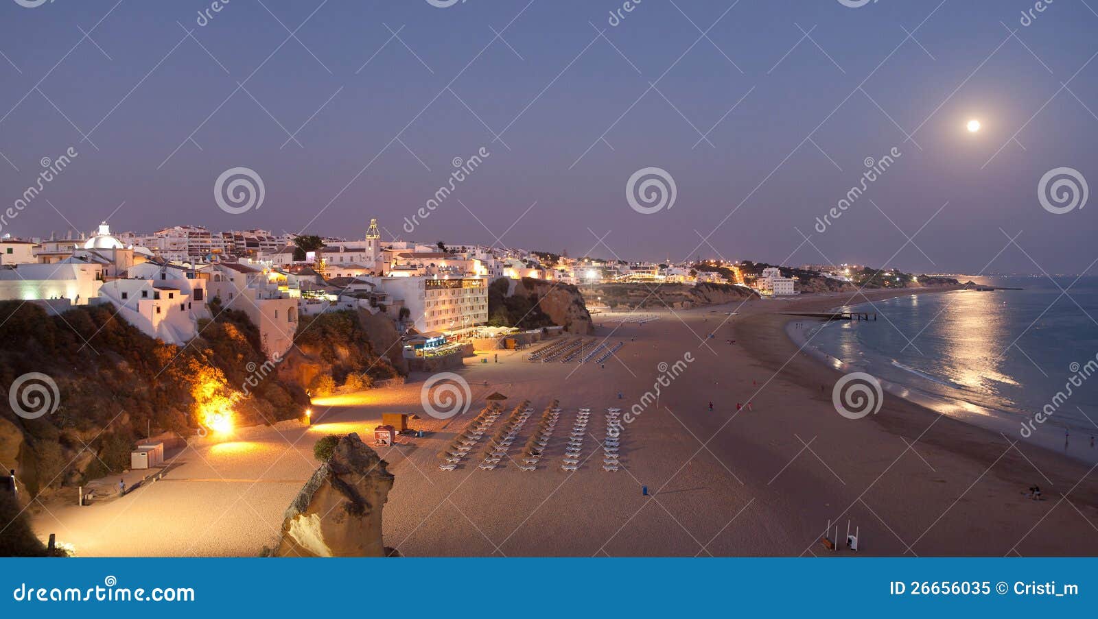 albufeira at night. atlantic coast in portugal