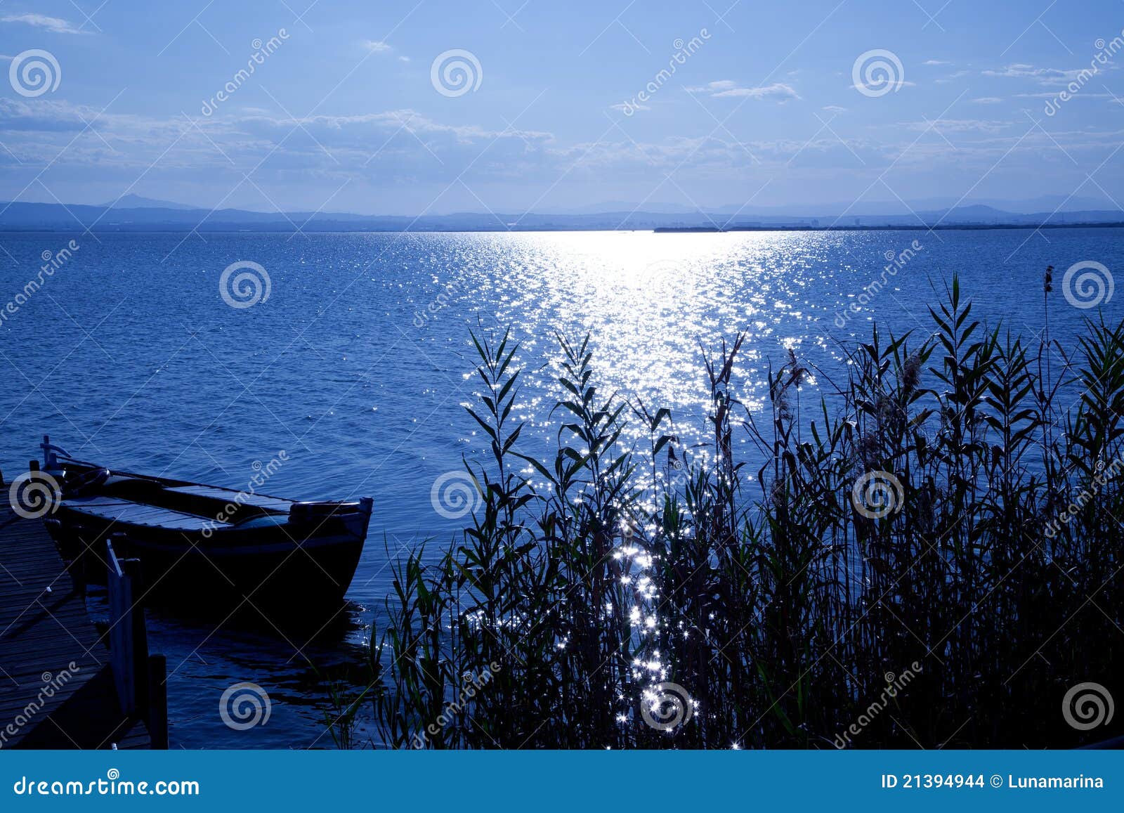 albufera blue boats lake in el saler valencia