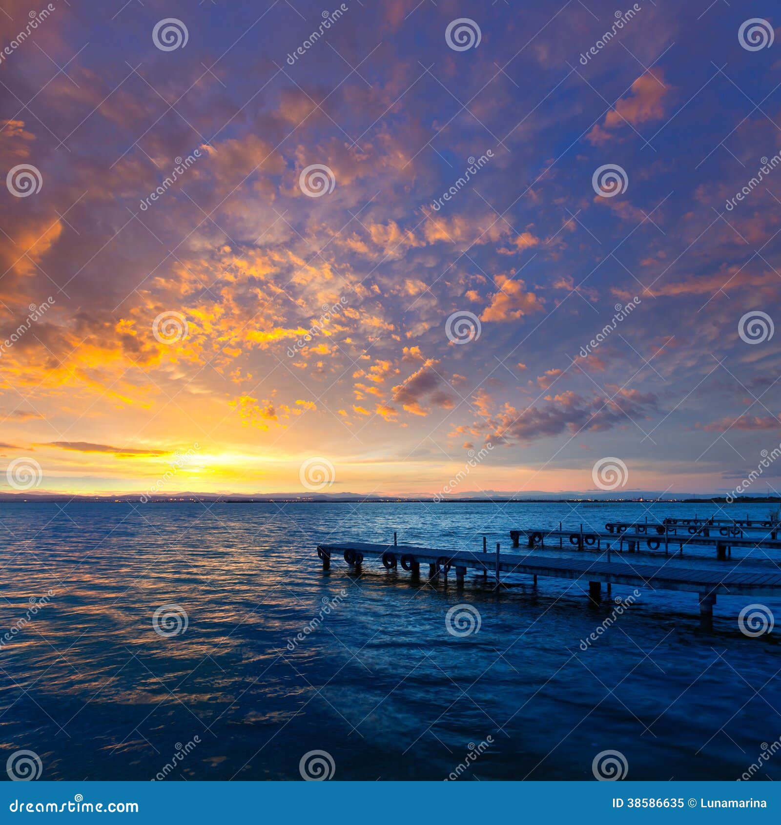 albufera sunset lake in valencia el saler spain
