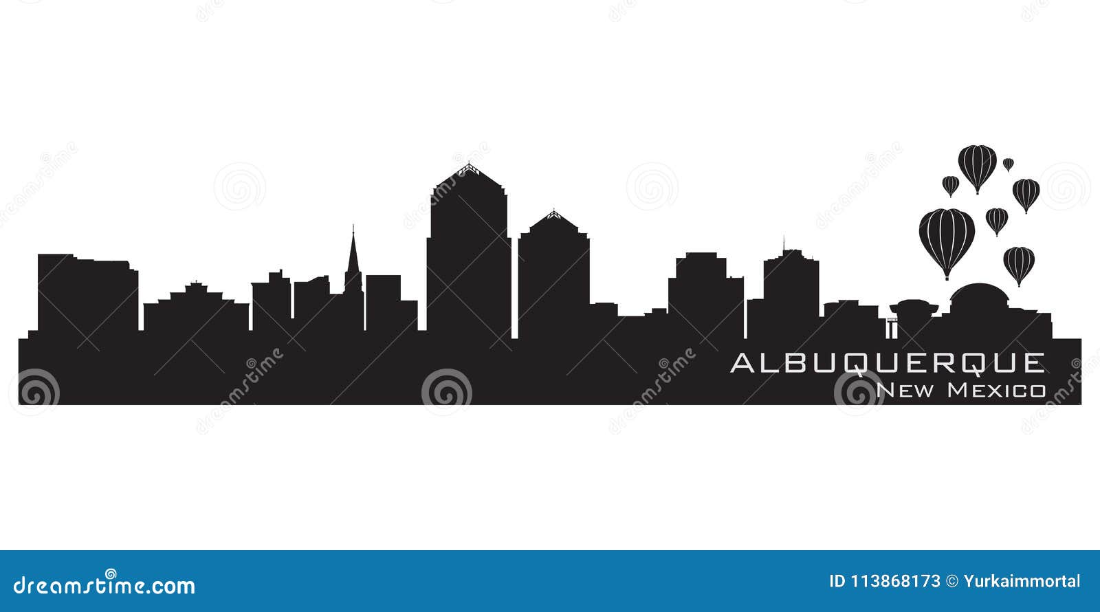 albuquerque, new mexico city skyline. detailed silhouette.