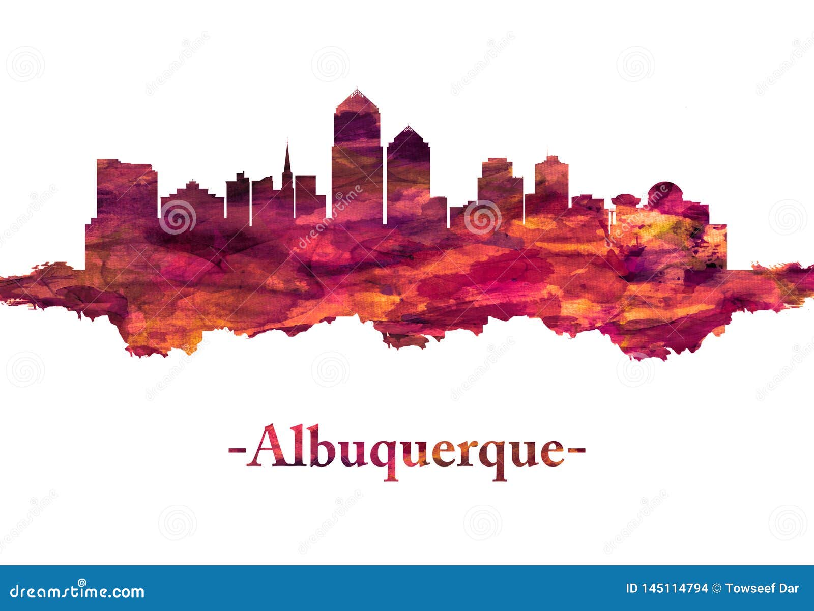 albuquerque new mexico skyline in red