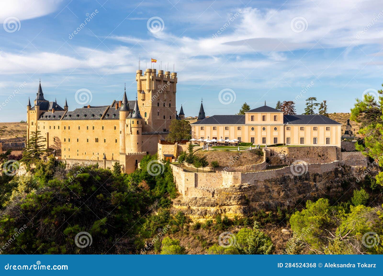 alcazar of segovia, spain, medieval spanish castle in gothic architecture style on a hill