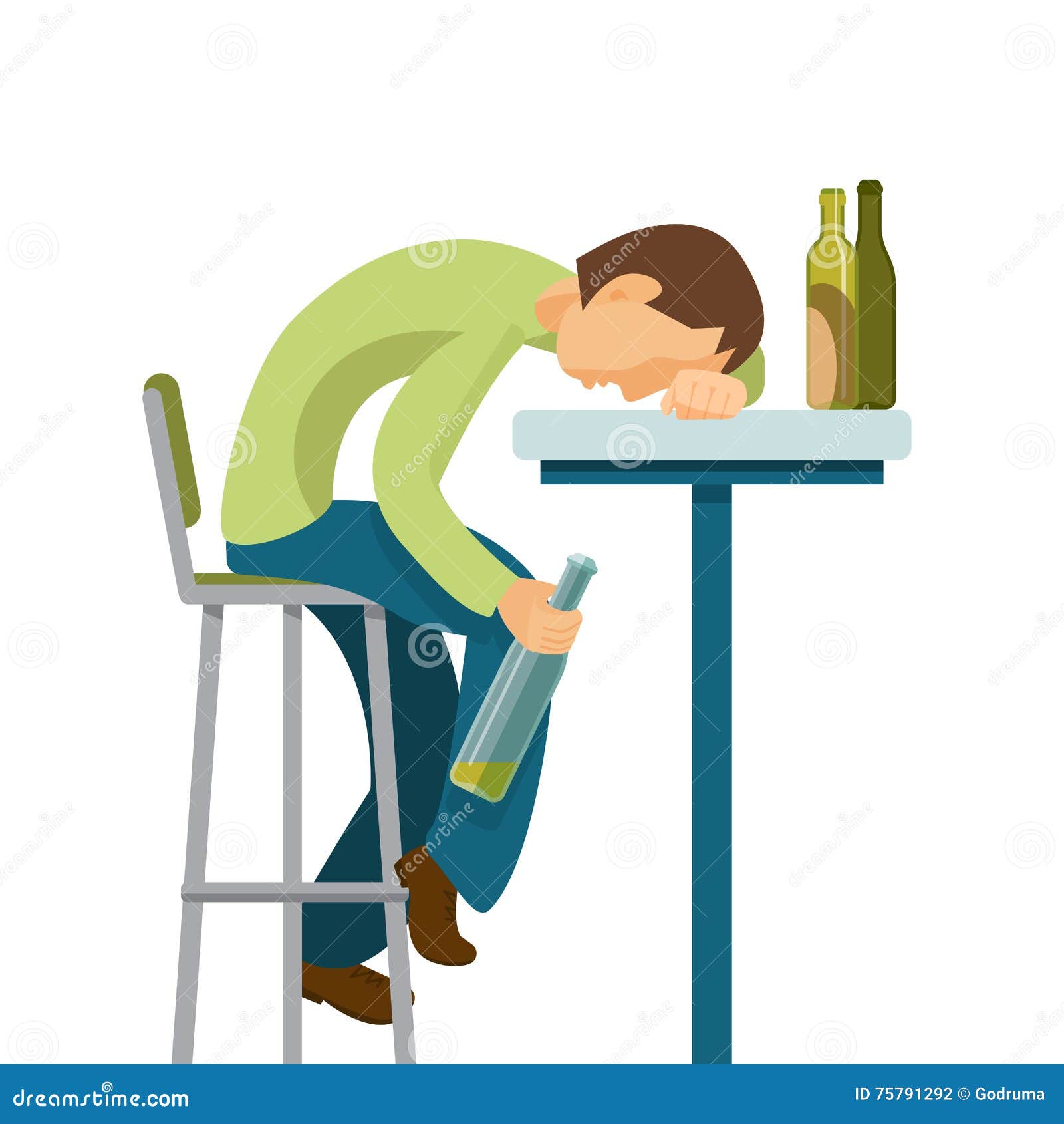 Alcohol Abuse Concept. Guy Has Drunk Too Much Stock Vector ...