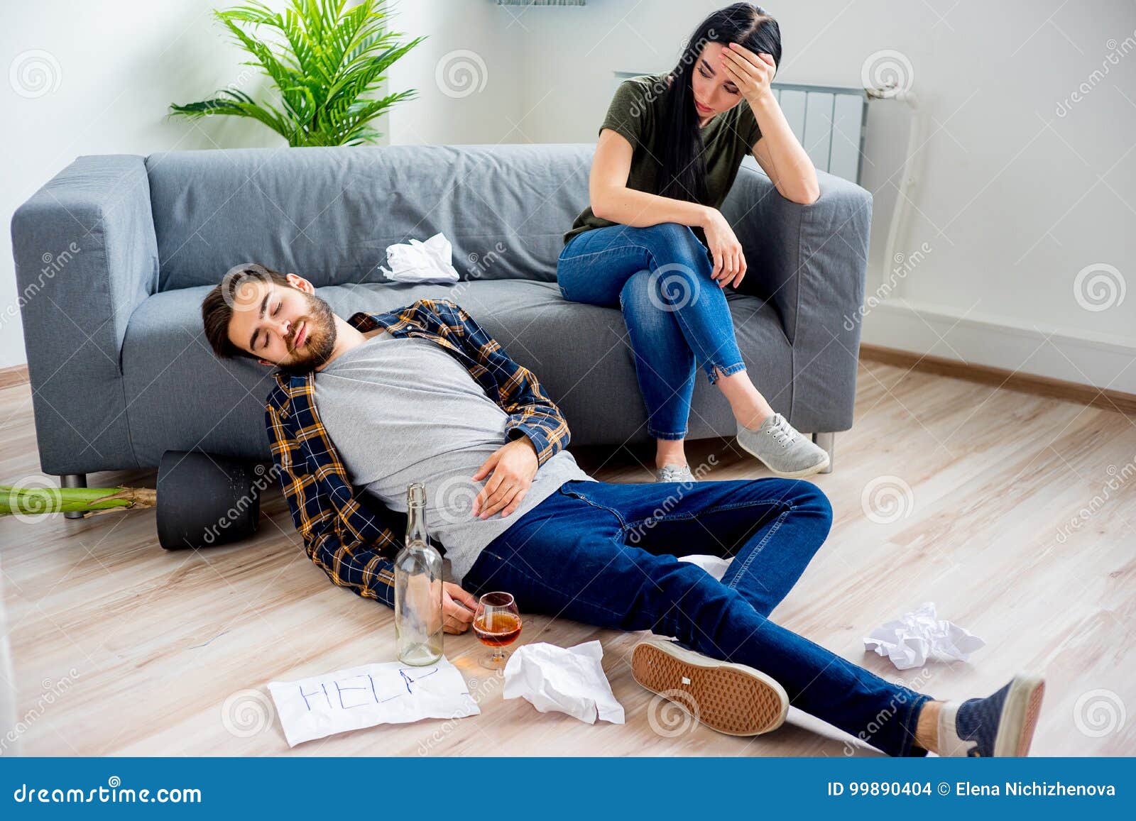 Alcohol addicted husband stock photo. Image of portrait 99890404