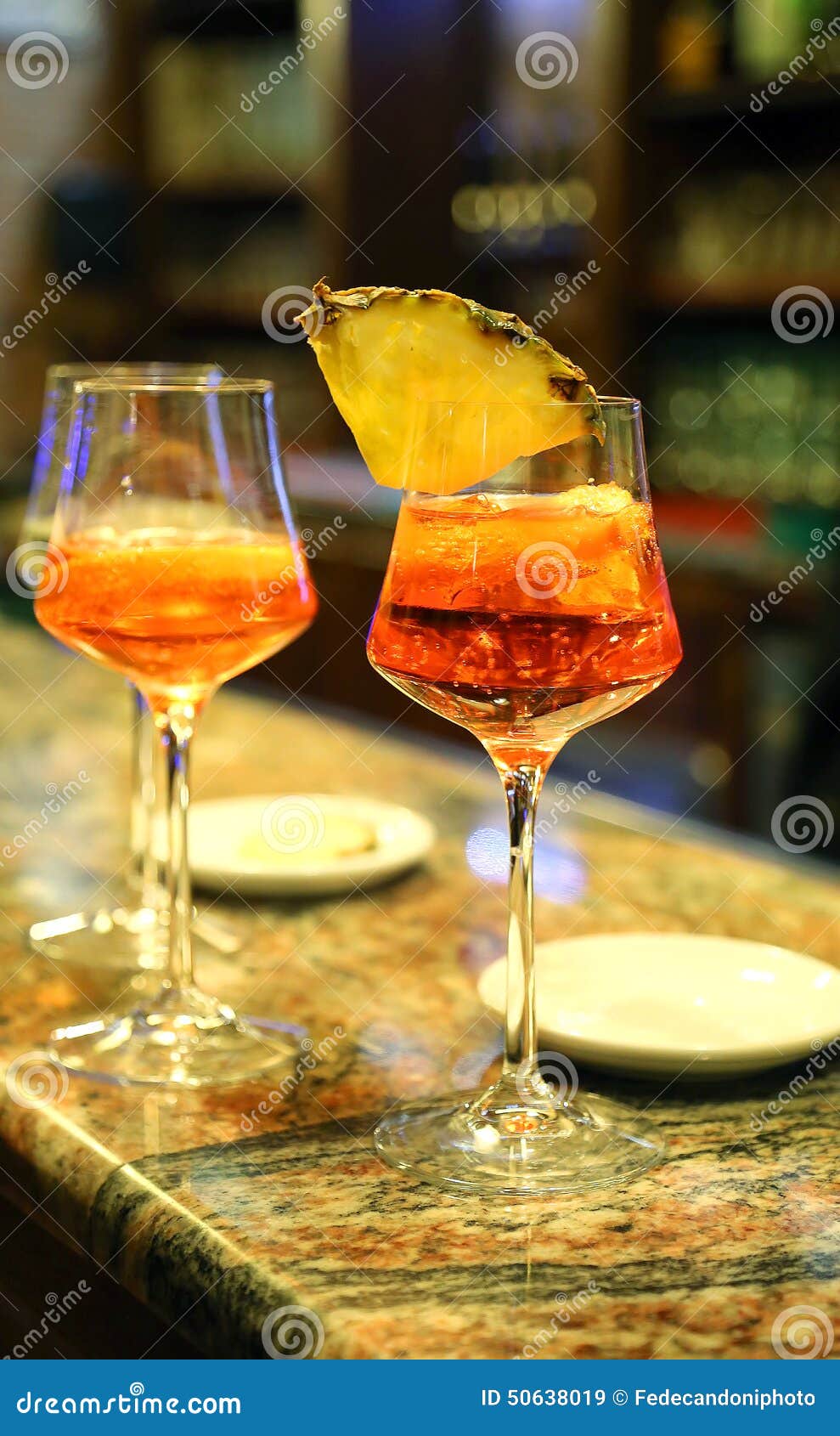 Alcohol Aperitif with a Glass Chalice at the Bar Stock Image Image of
