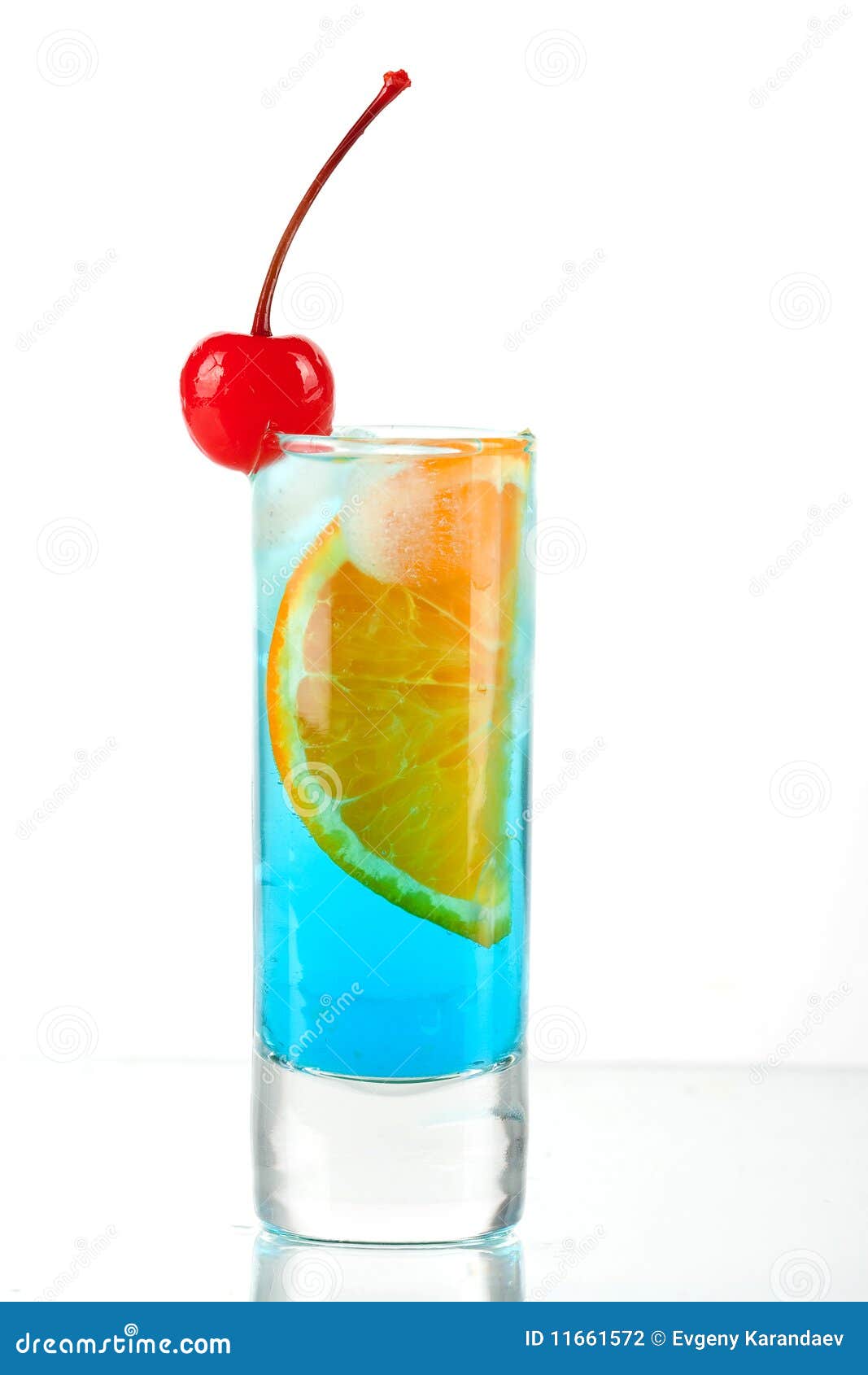 Alcohol Cocktail with Blue Curacao, Orange and Mar Stock Photo Image