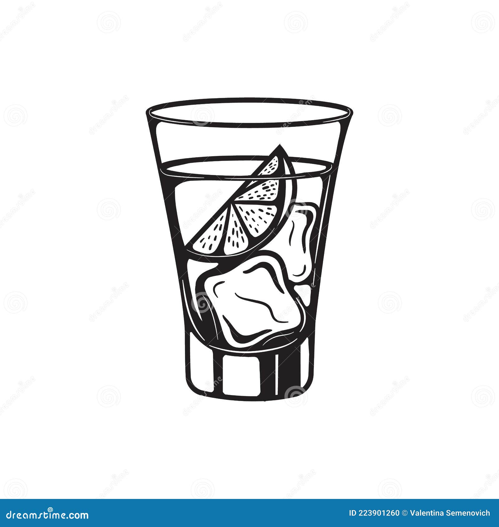 Alcohol Drinks Glass Black and White Vintage Style Stock Vector ...