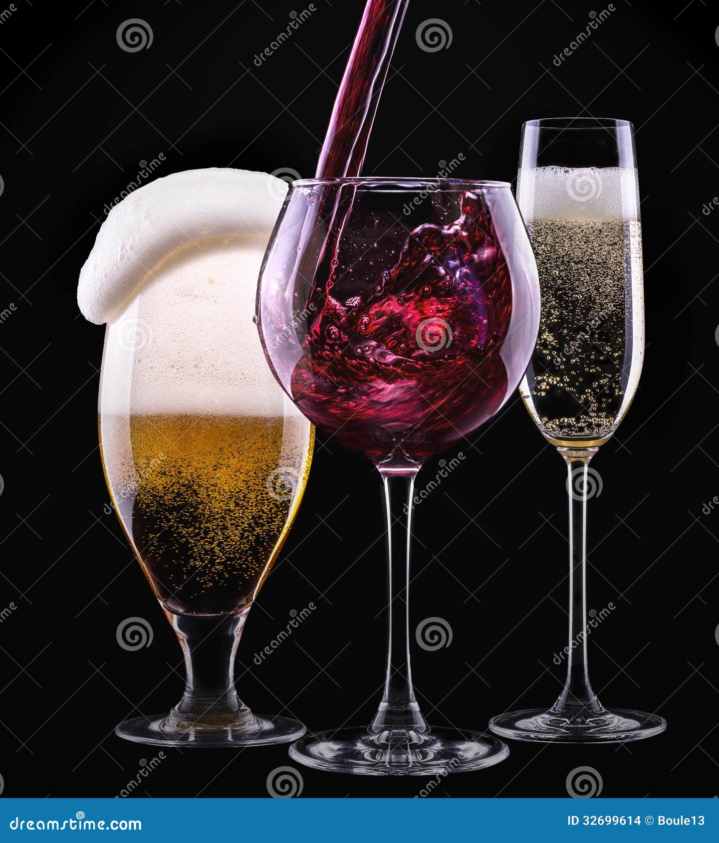 Alcohol Drinks Set Isolated on a Black Stock Photo Image of