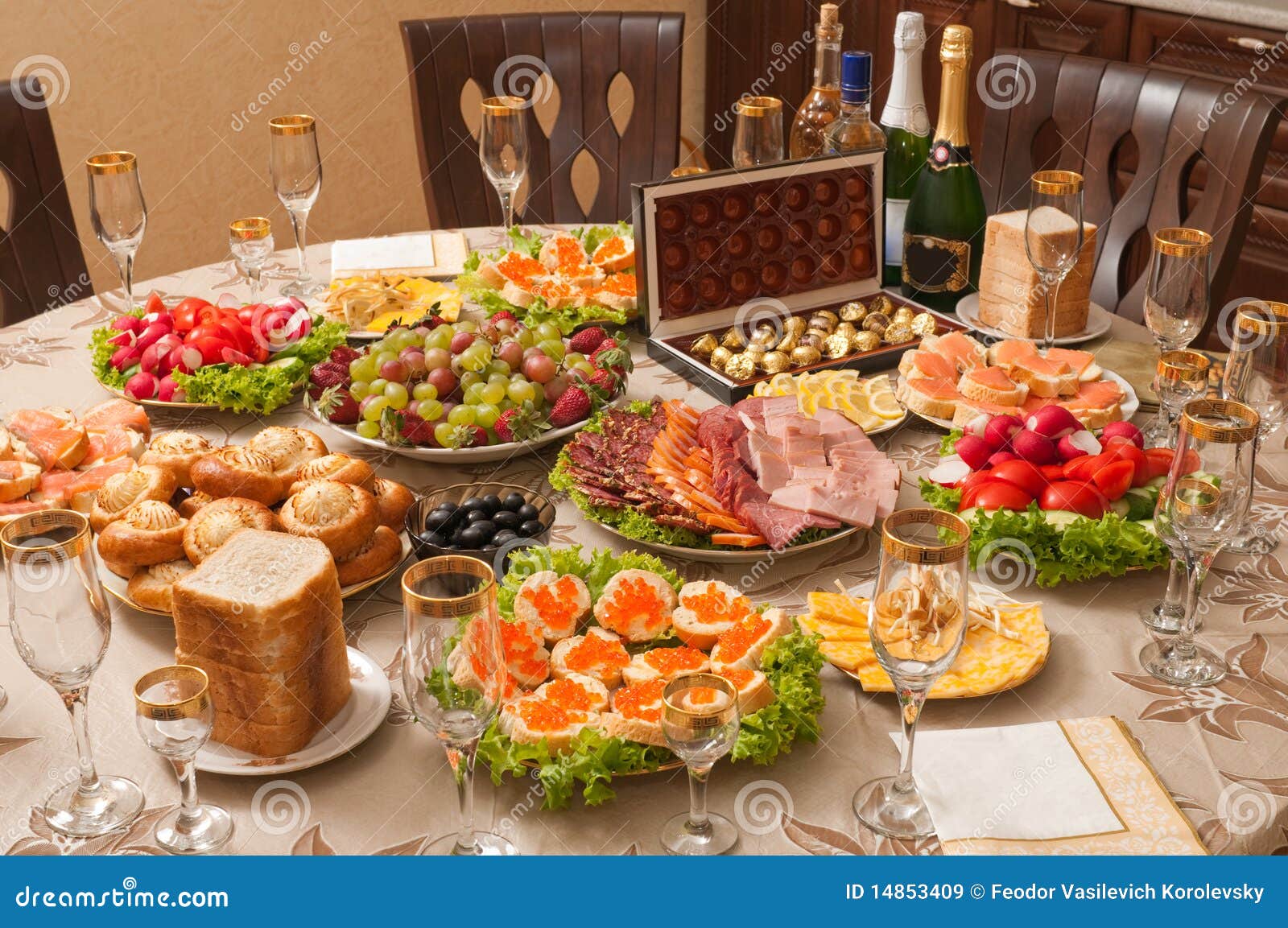 Alcohol and Food on a Table. Stock Image Image of brandy, roll 14853409