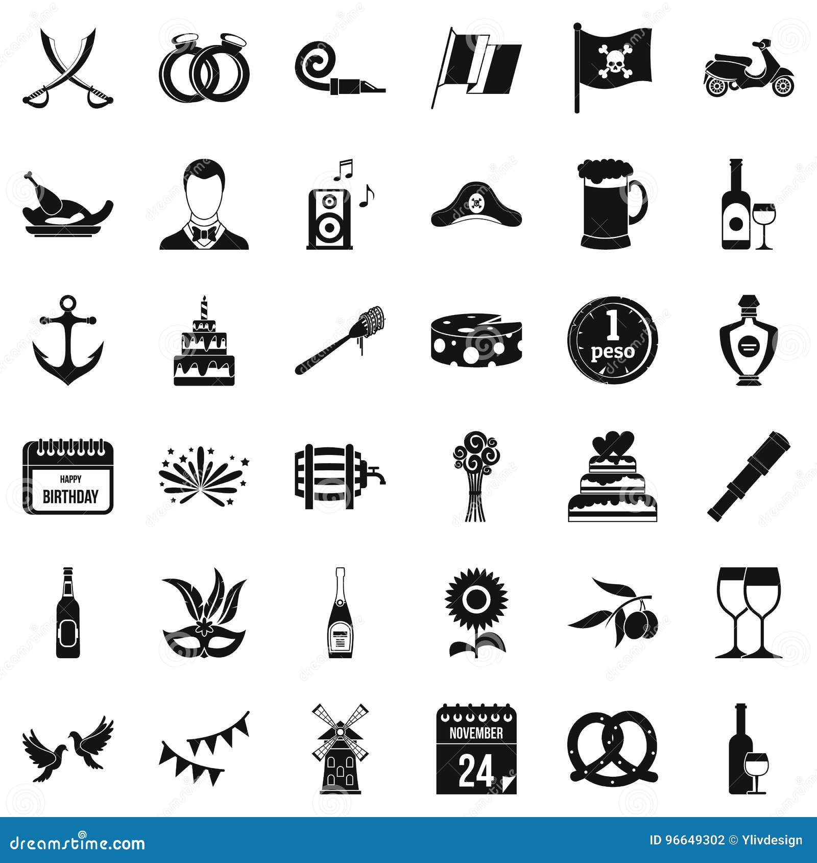 Alcohol Icons Set, Simple Style Stock Vector - Illustration of anchor ...
