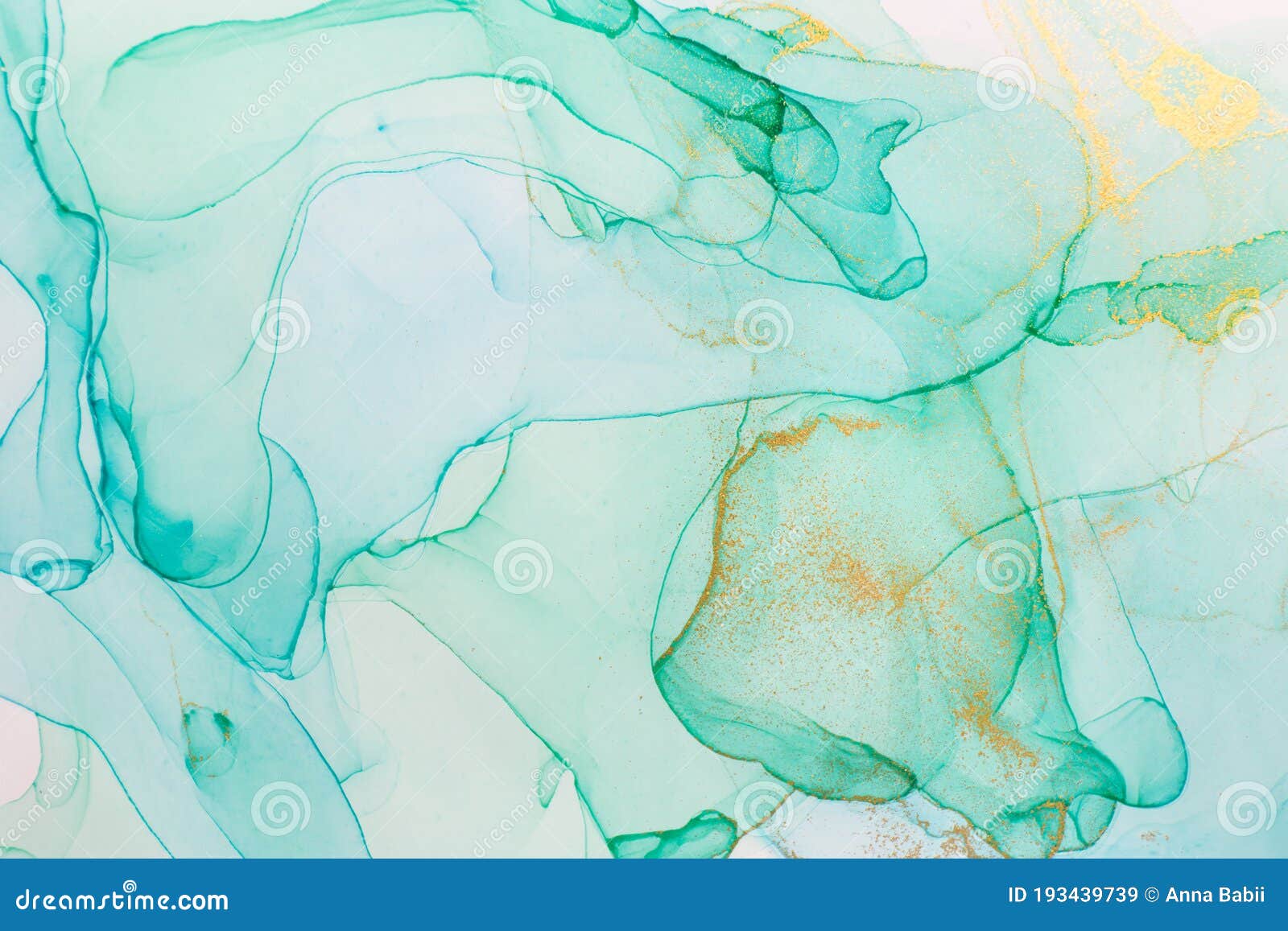 Alcohol Ink Blue and Green Abstract Background. Ocean Style Watercolor ...