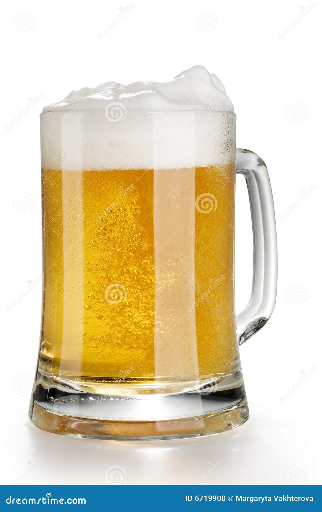 alcohol light beer mug with froth 