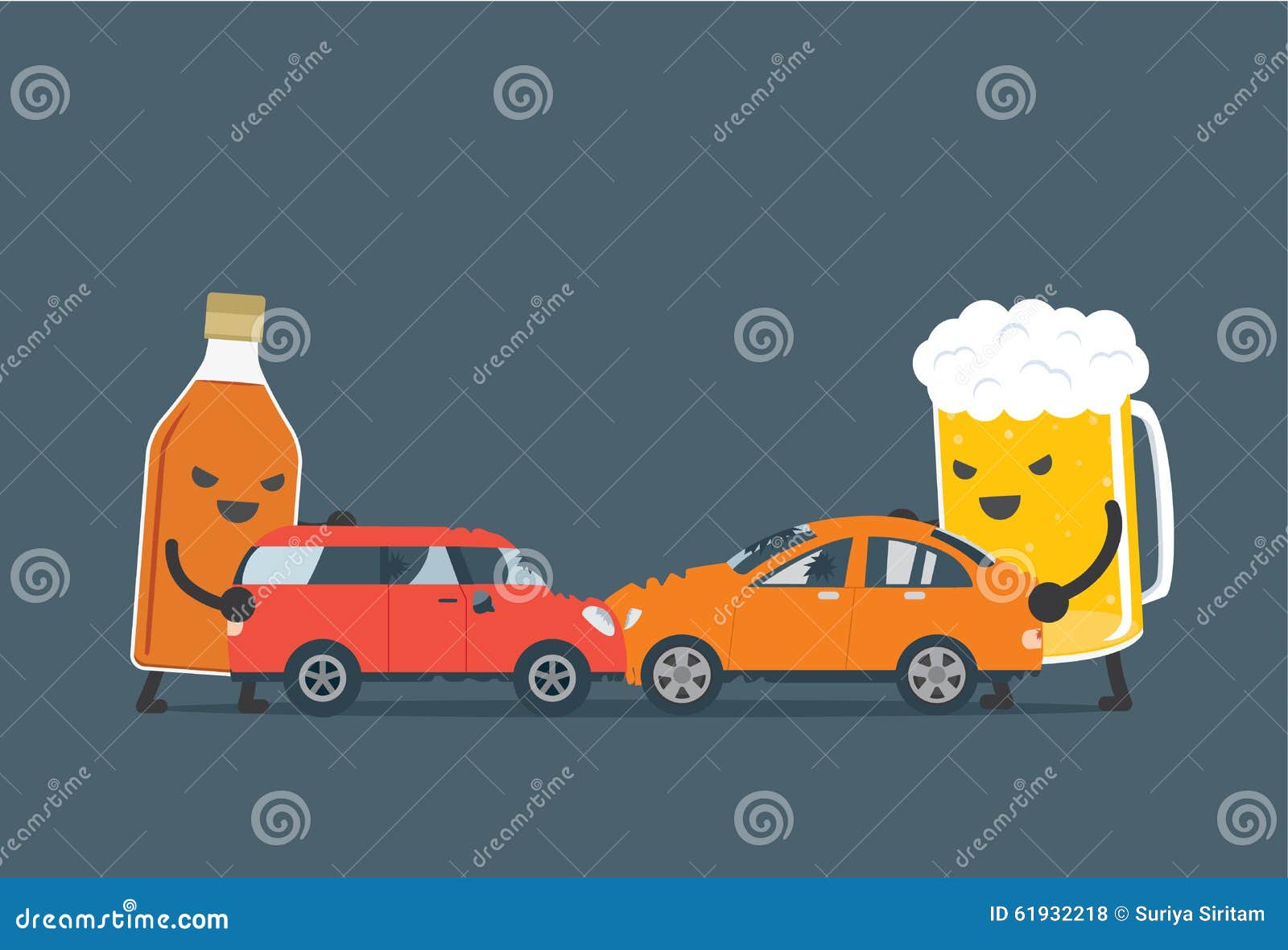 Alcohol make car accident stock vector. Illustration of accident
