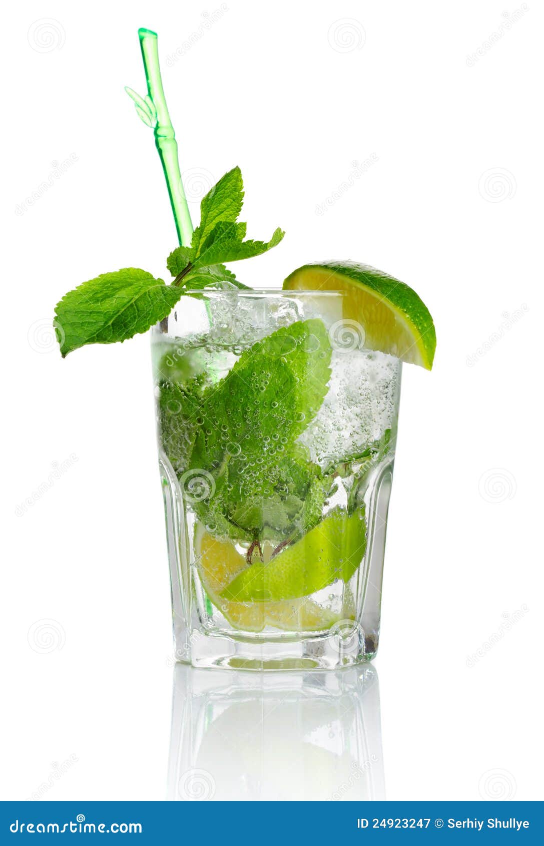 Alcohol Mojito Cocktail With Fresh Mint Isolated Stock