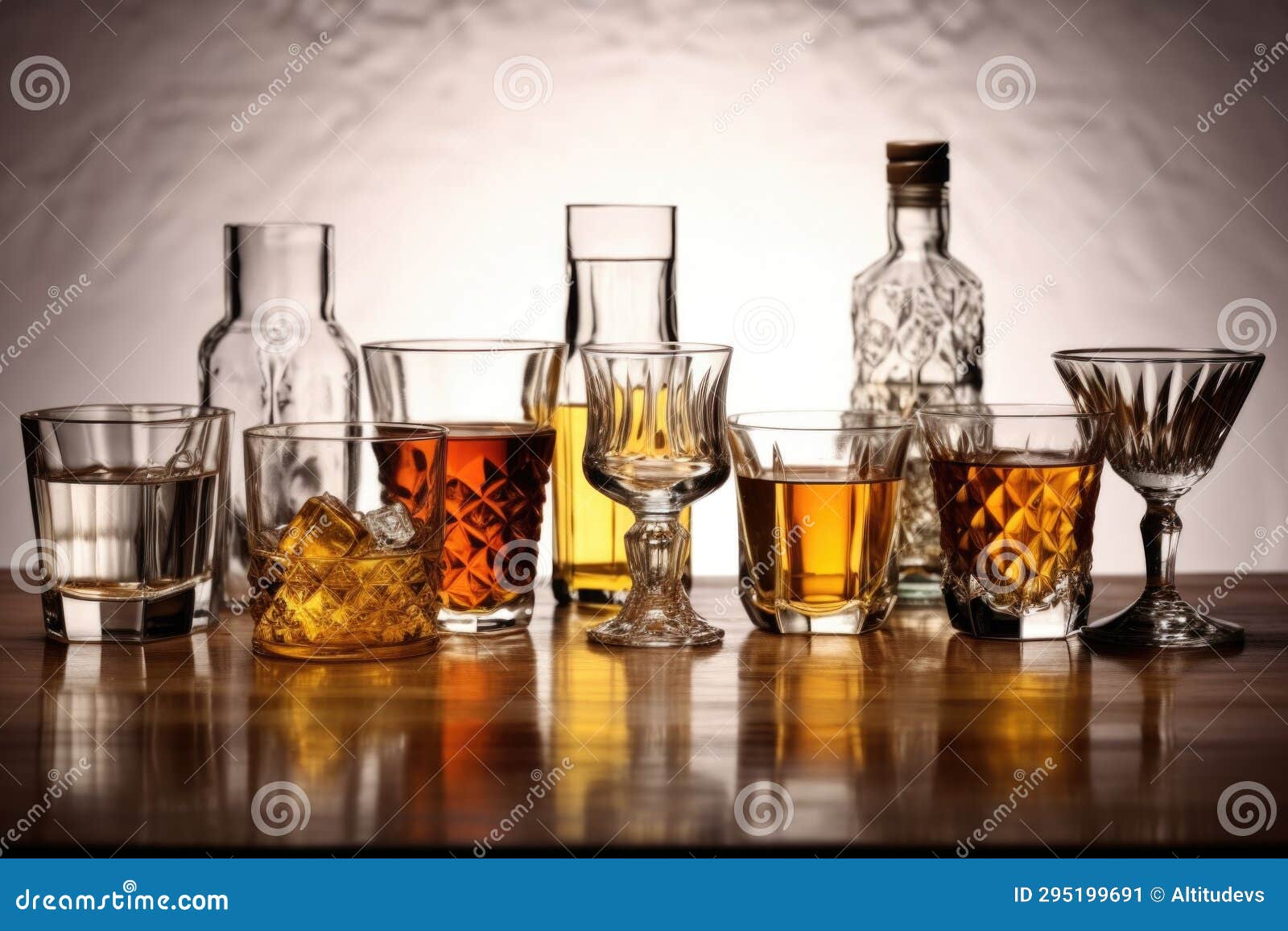 Alcohol Tasting Glassware on a Light Table Stock Illustration