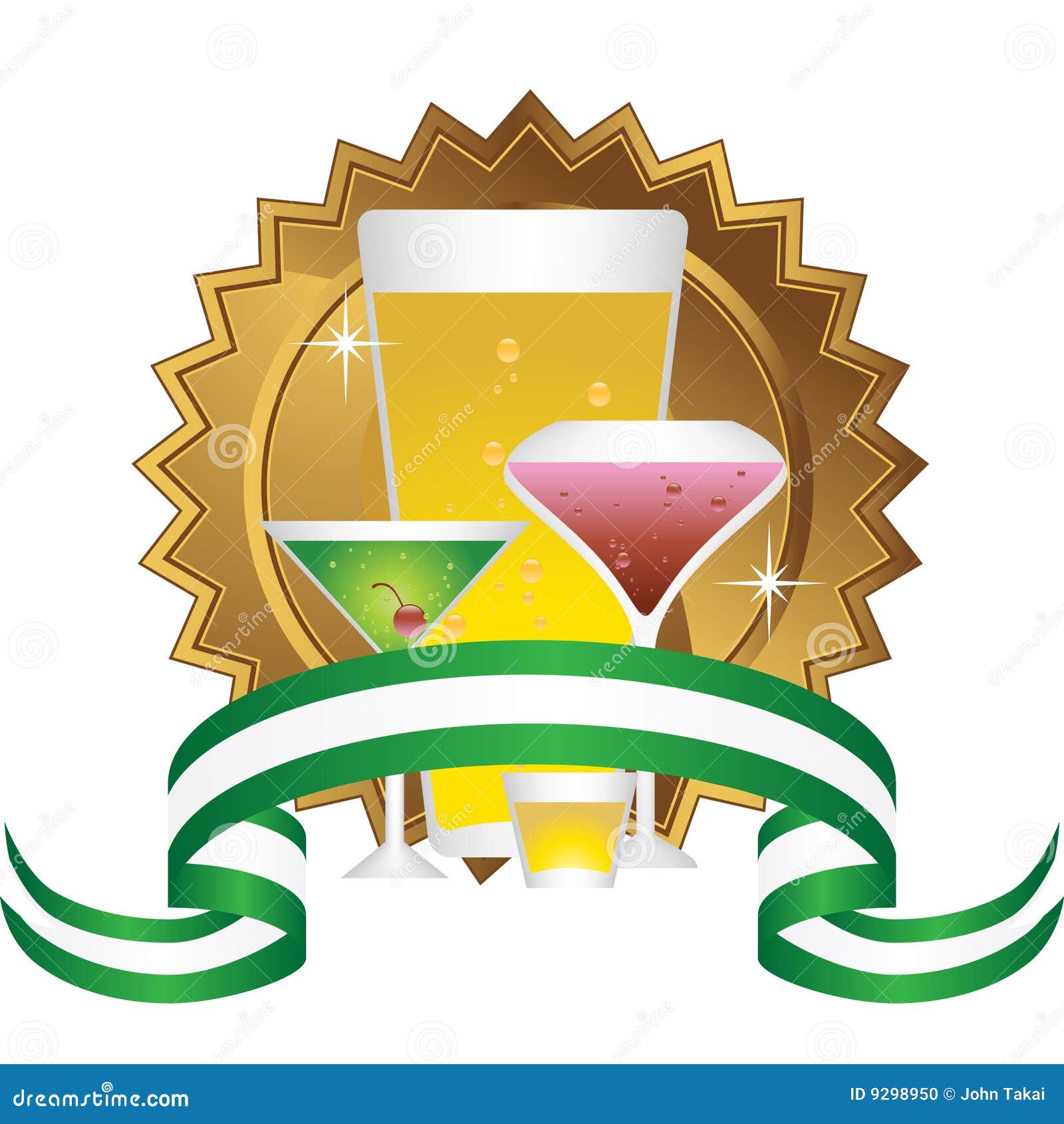 Alcoholic Beverages Sticker Set Stock Vector Illustration of element