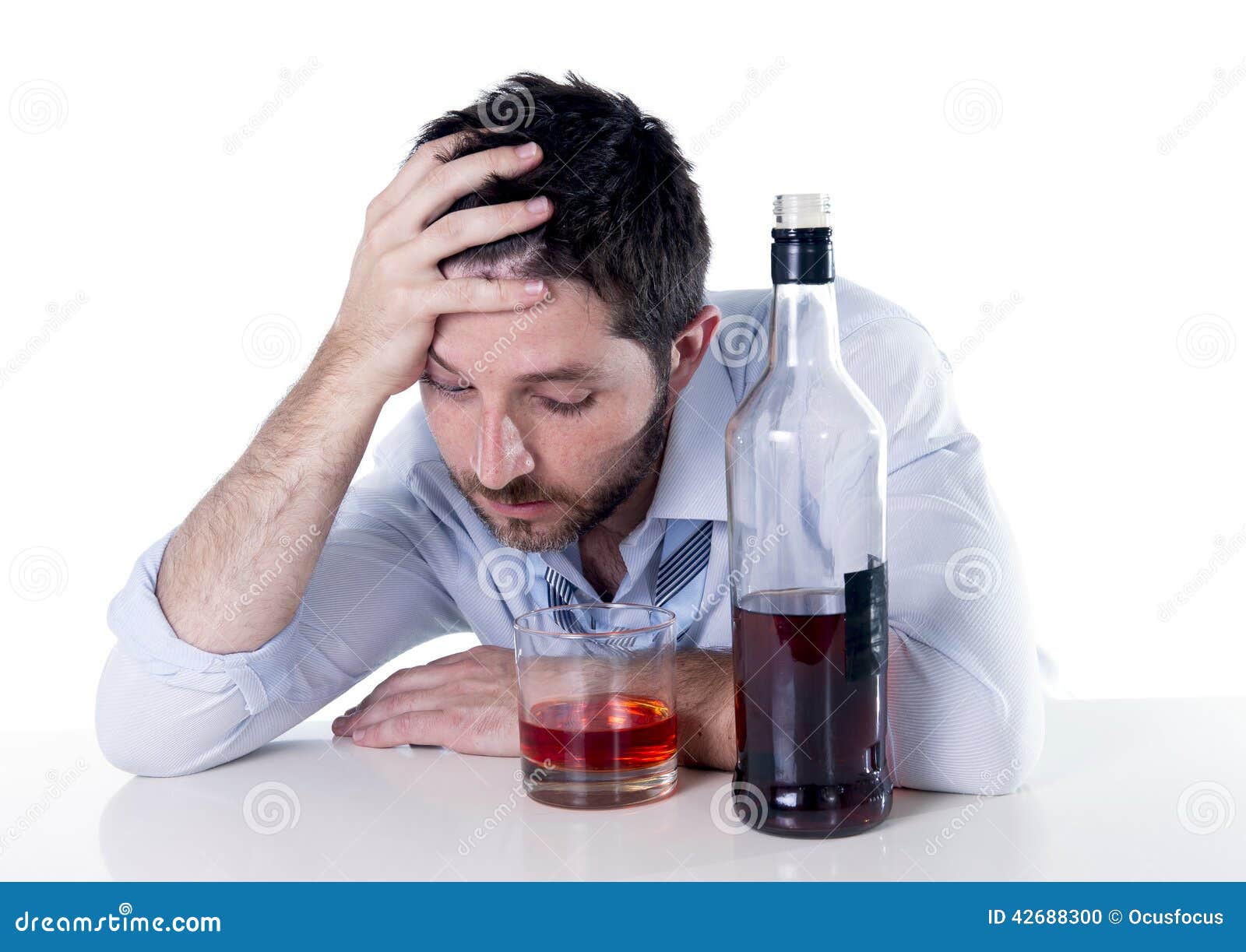 Alcoholic Businessman Drunk at Desk on White Background Stock Photo - Image  of addictive, grief: 42688300