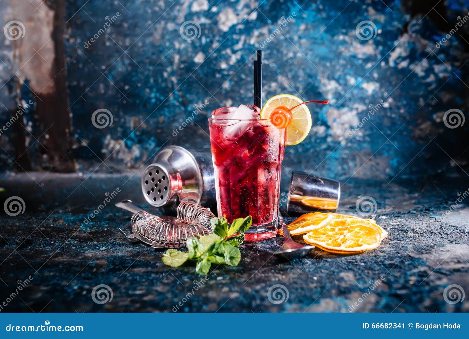 Alcoholic Cocktail with Lime and Mint Garnish Stock Image Image of