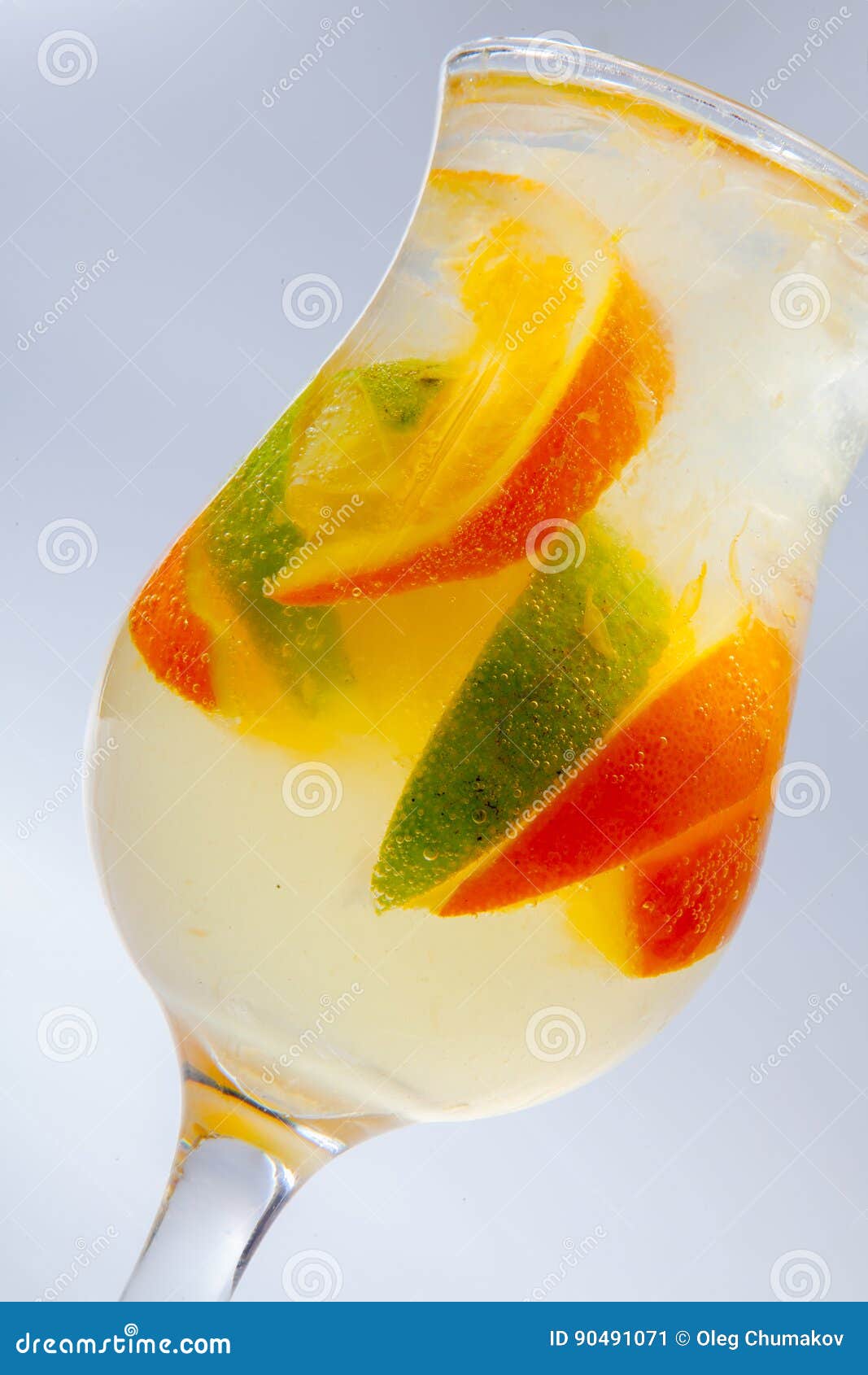 Alcoholic Cocktail with Rum Liqueur Orange Lime and Tequila. White Background Stock Image