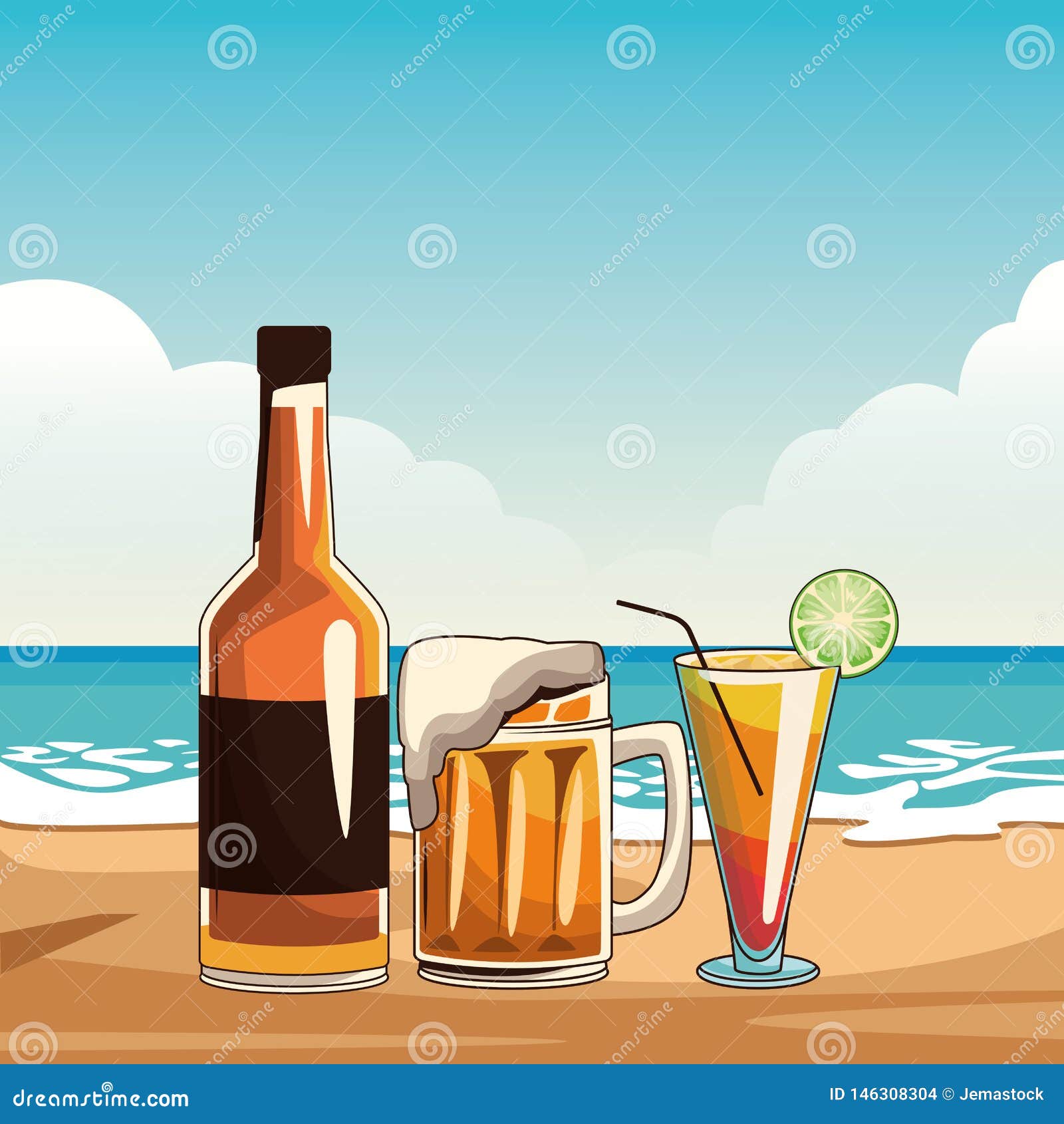 Alcoholic Drinks Beverages Cartoon Stock Vector Illustration of