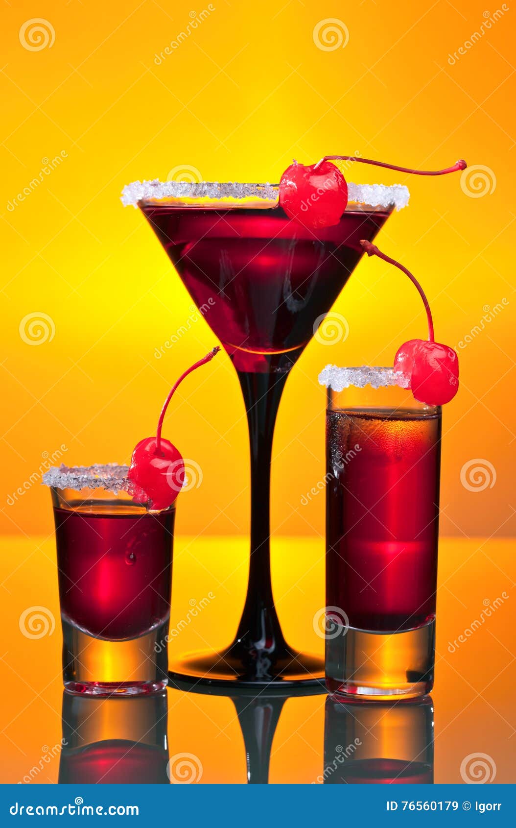 Alcoholic Drinks with Cherries Stock Image Image of fruit, garnish 76560179