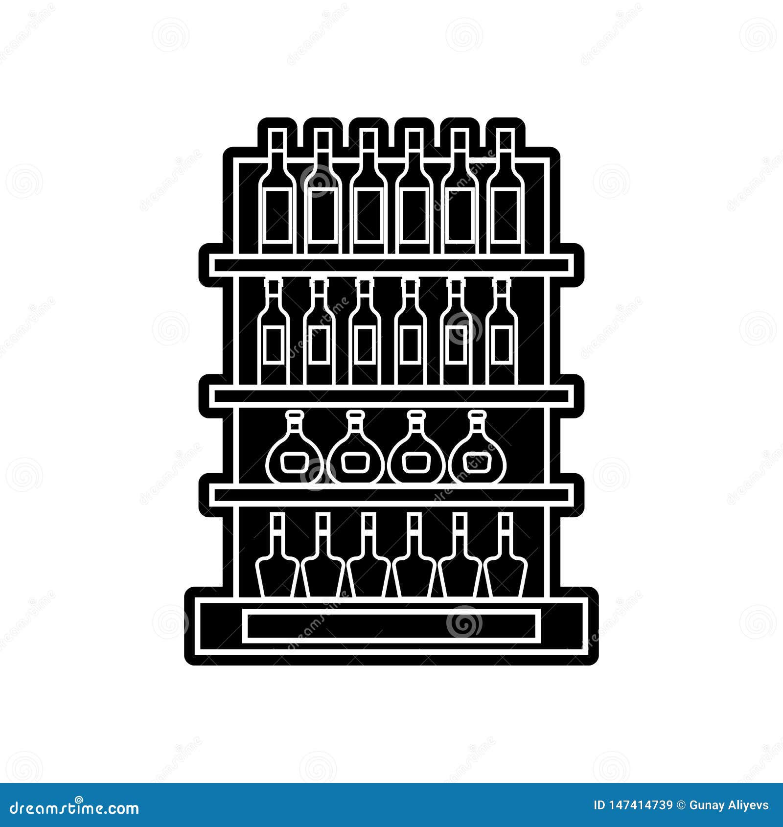 alcoholic drinks on shelves icon.  of hipermarket for mobile concept and web apps icon. glyph, flat icon for website 