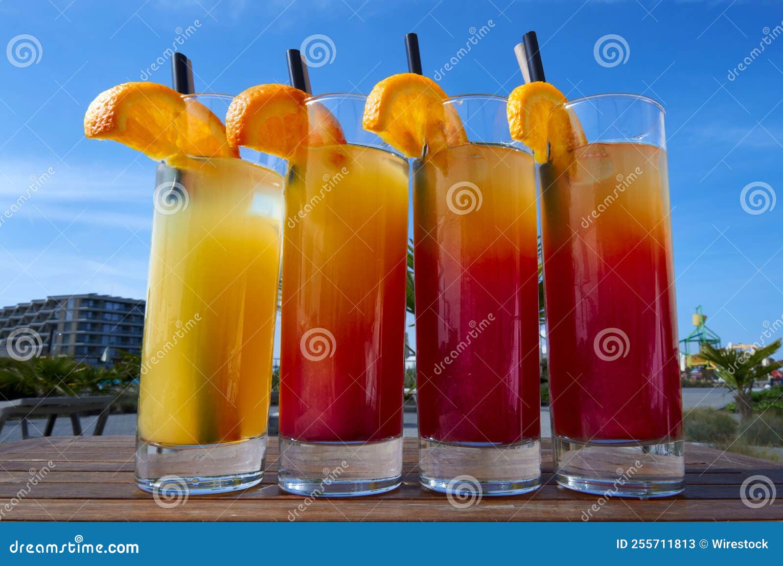 Alcoholic Fruit Drink on a Glass with a Straw Stock Image Image of