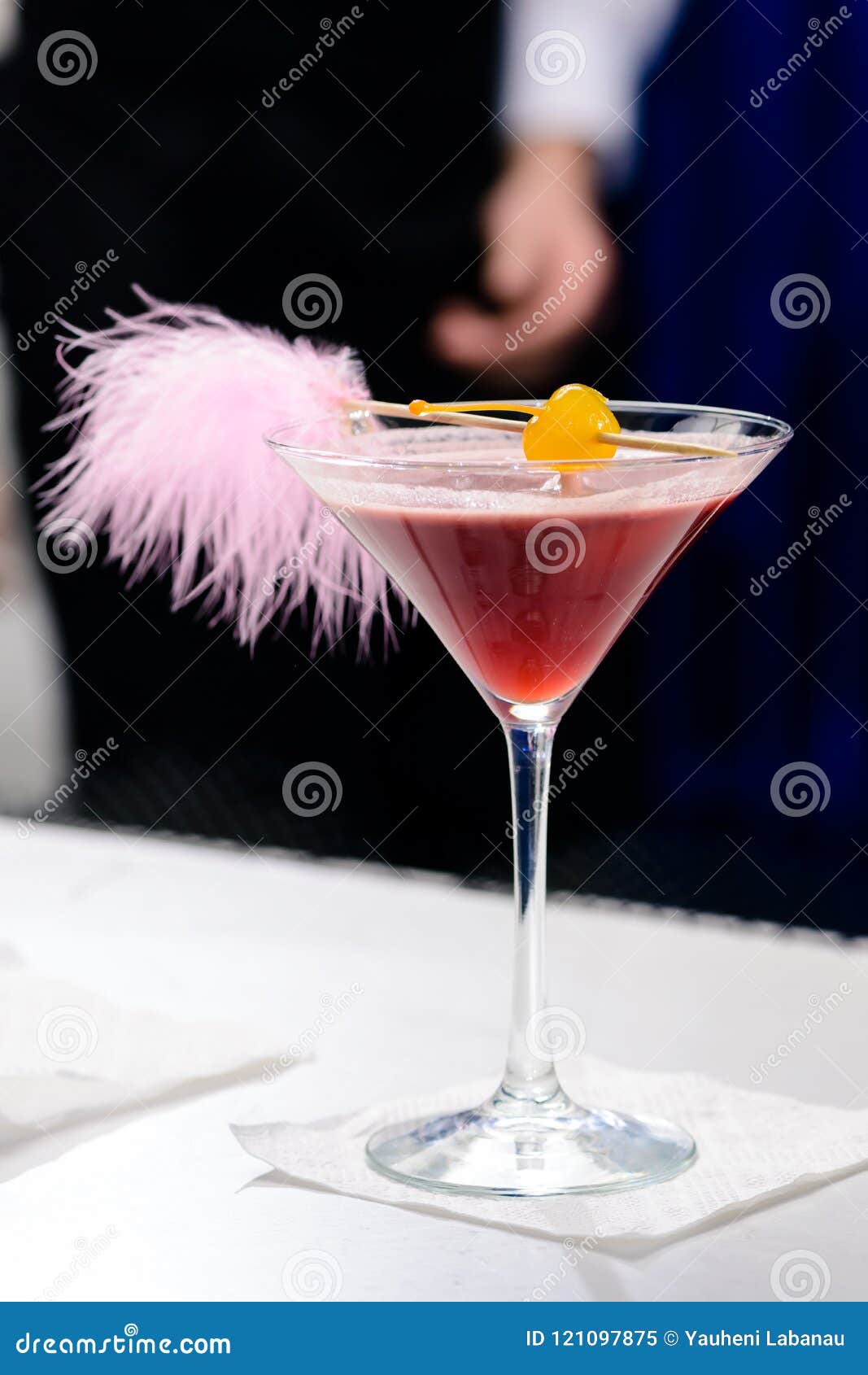 Alcoholic Pink Cocktail In A Martini Glass With Straw Shallow D Stock Image Image Of Drink