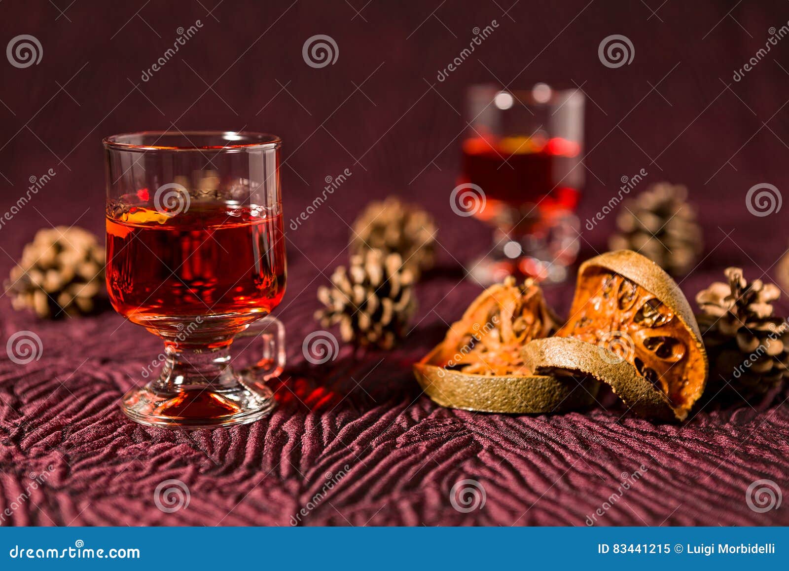 Alcoholic Punch Drink, Dried Orange Fruit and Pine Cone Stock Image