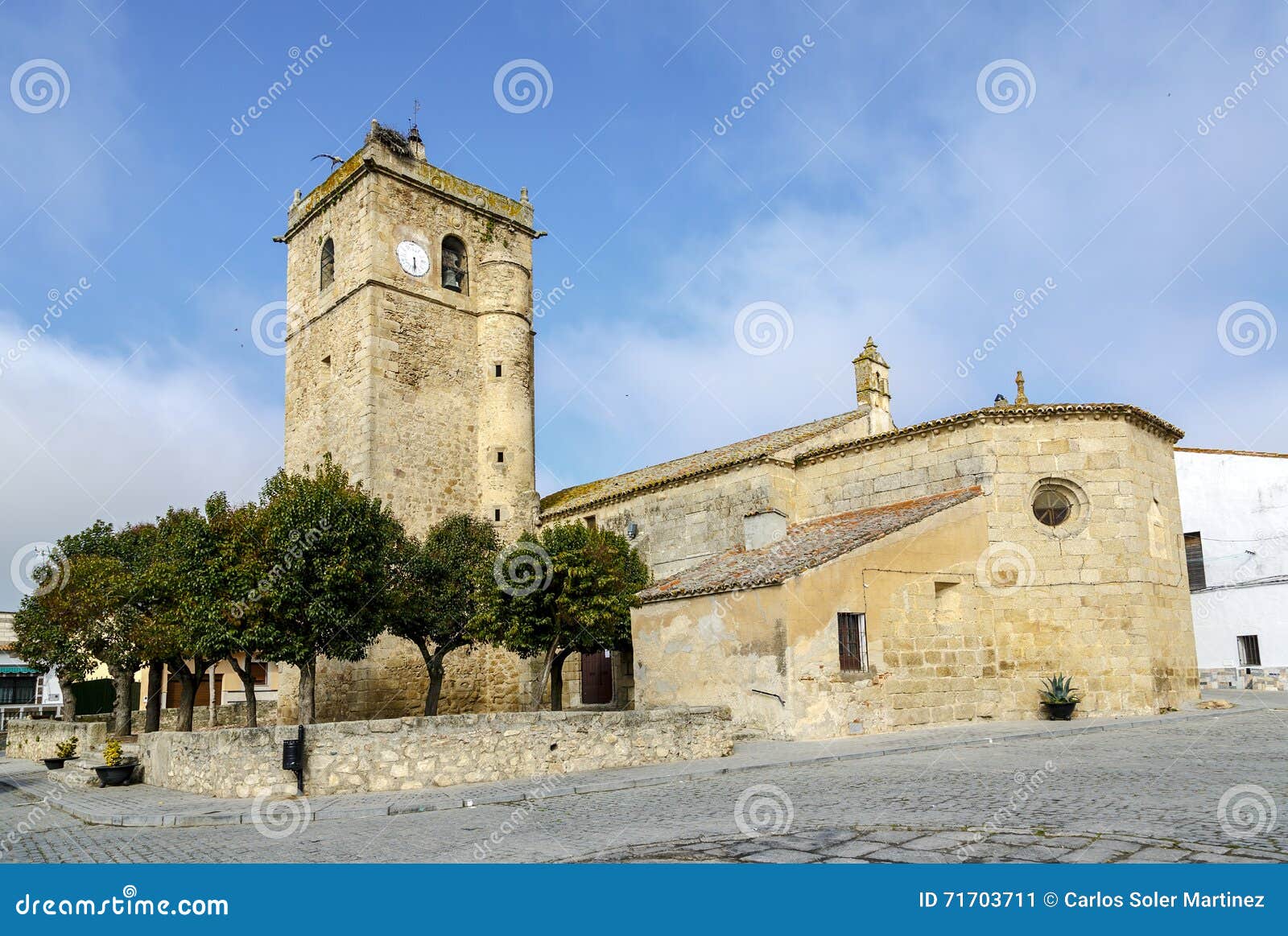 aldea del cano church of st. martin of tours, caceres, spain