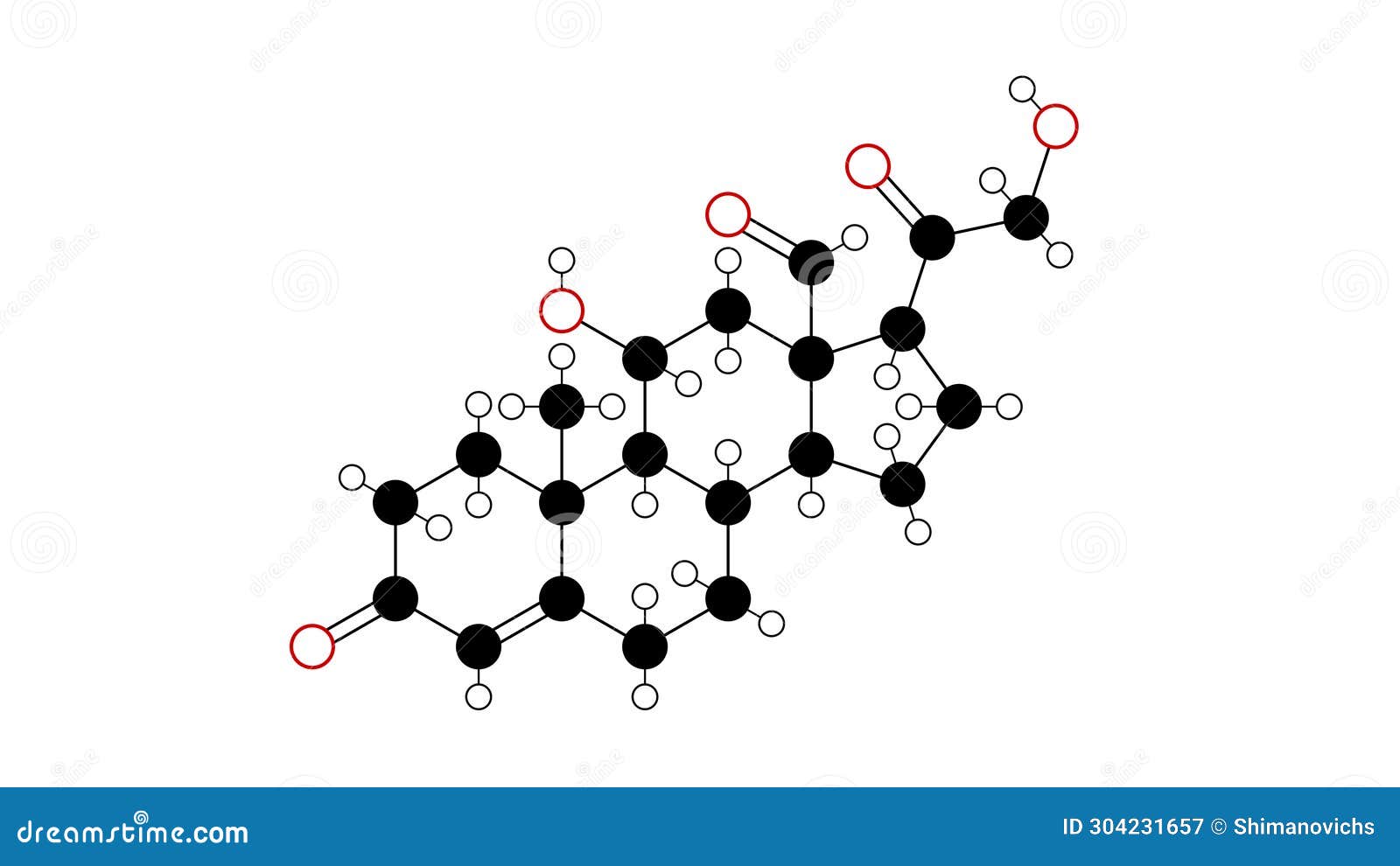 Aldosterone Molecule, Structural Chemical Formula, Ballandstick Model
